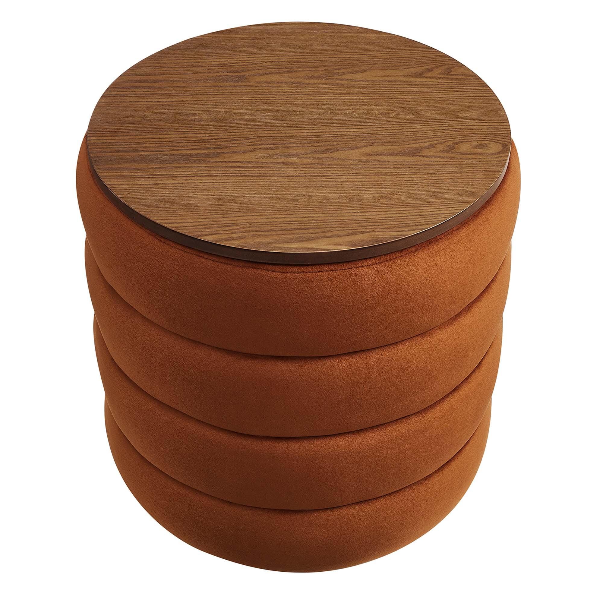 Modway Mezzo Velvet Ottoman with Storage, Rust, large