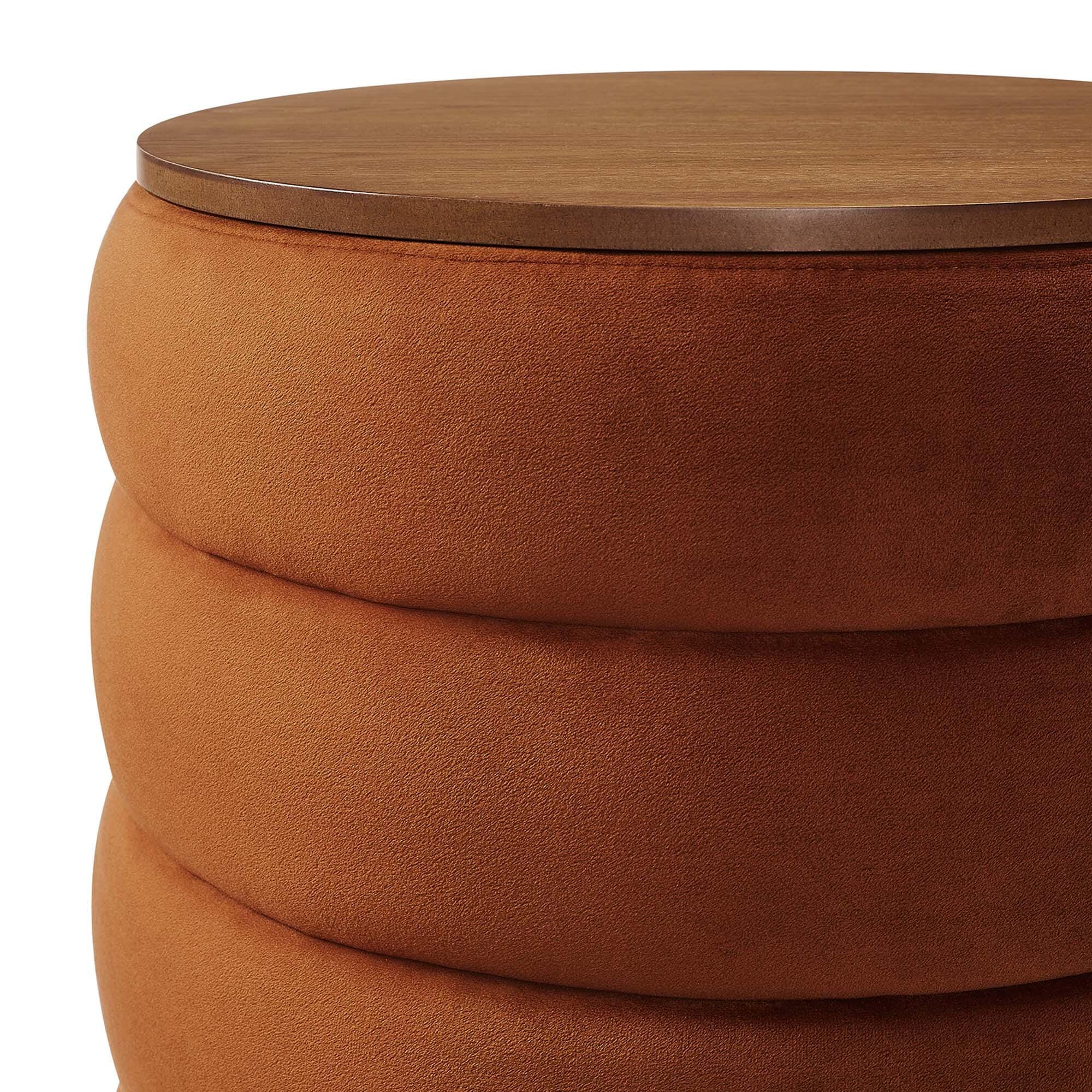 Modway Mezzo Velvet Ottoman with Storage, Rust, large