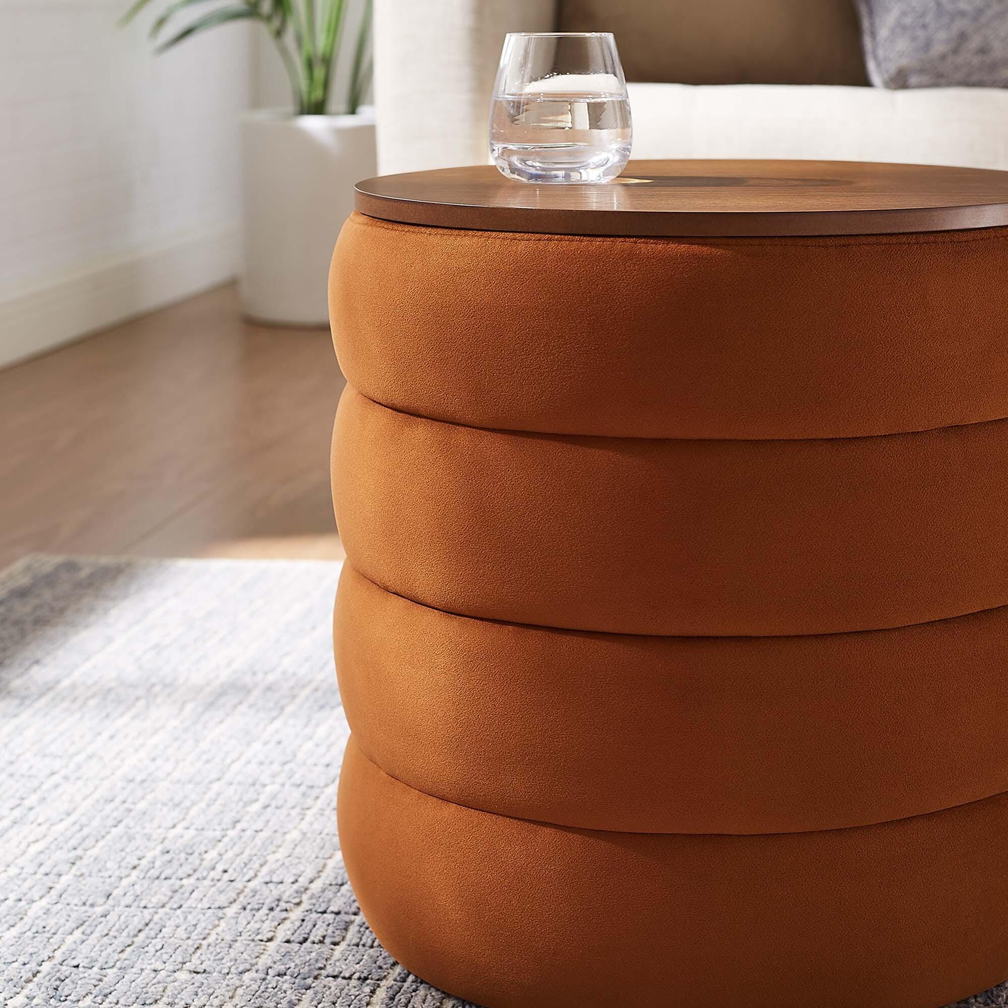 Modway Mezzo Velvet Ottoman with Storage, Rust, large