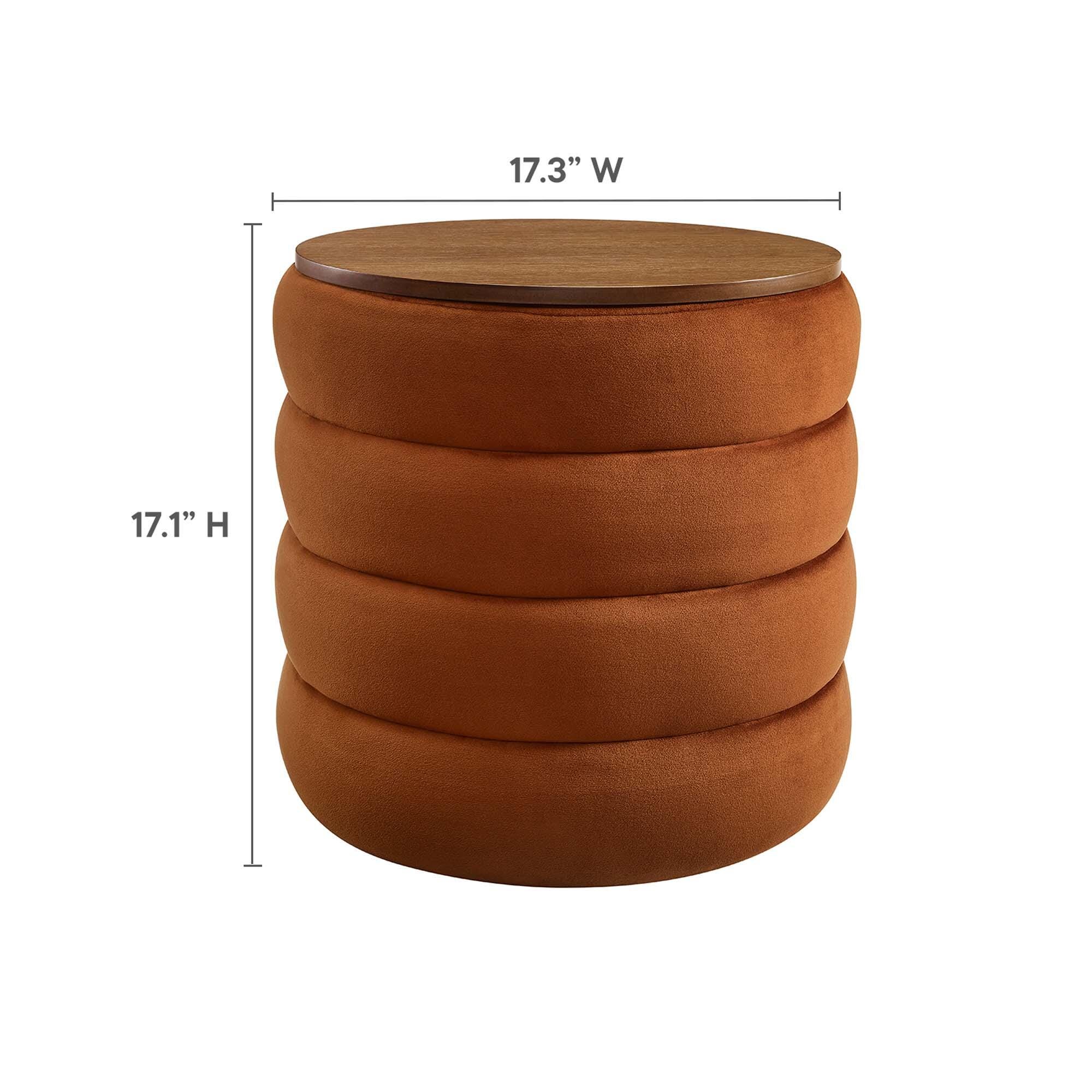 Modway Mezzo Velvet Ottoman with Storage, Rust, large