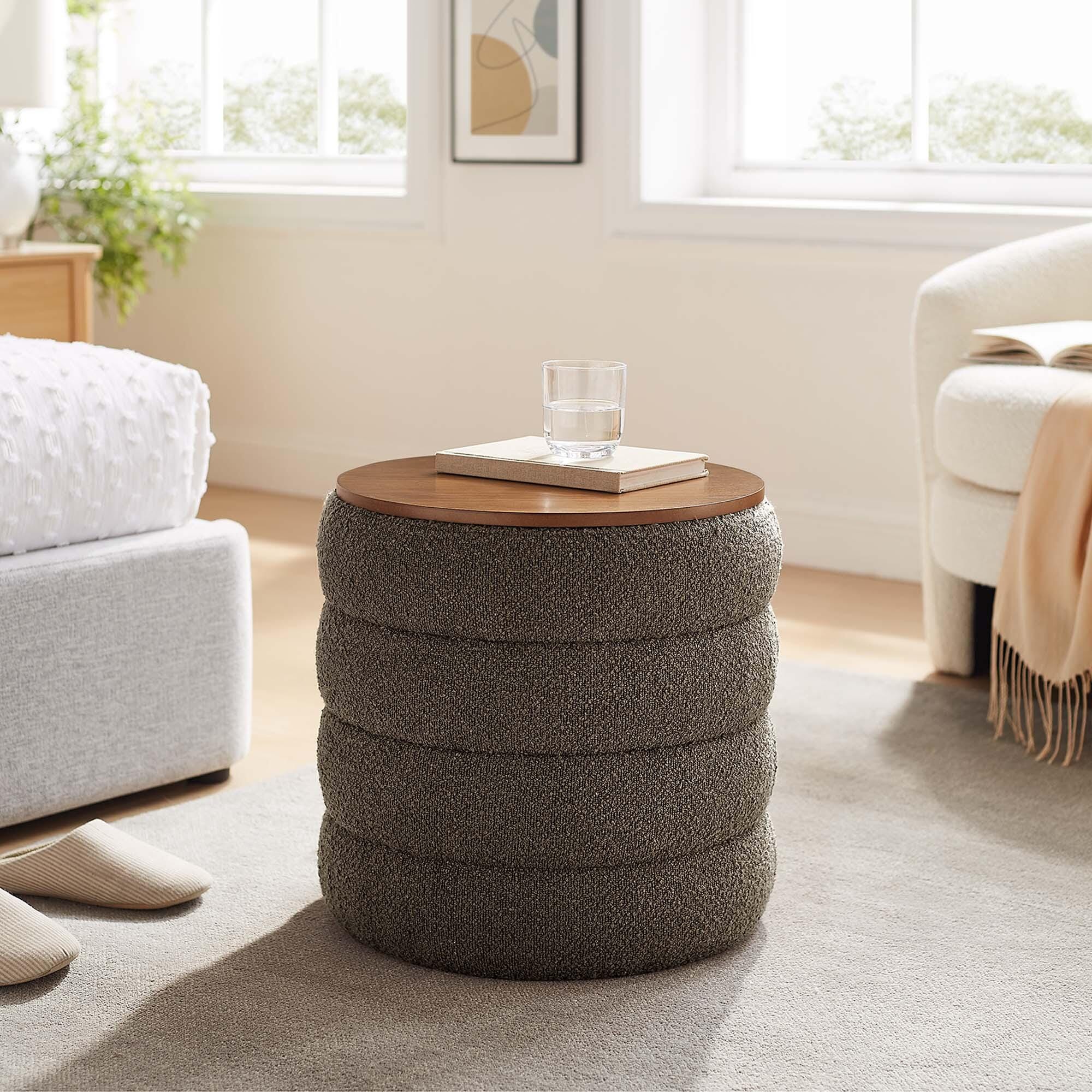 Modway Mezzo Ottoman with Storage, Pebble, large