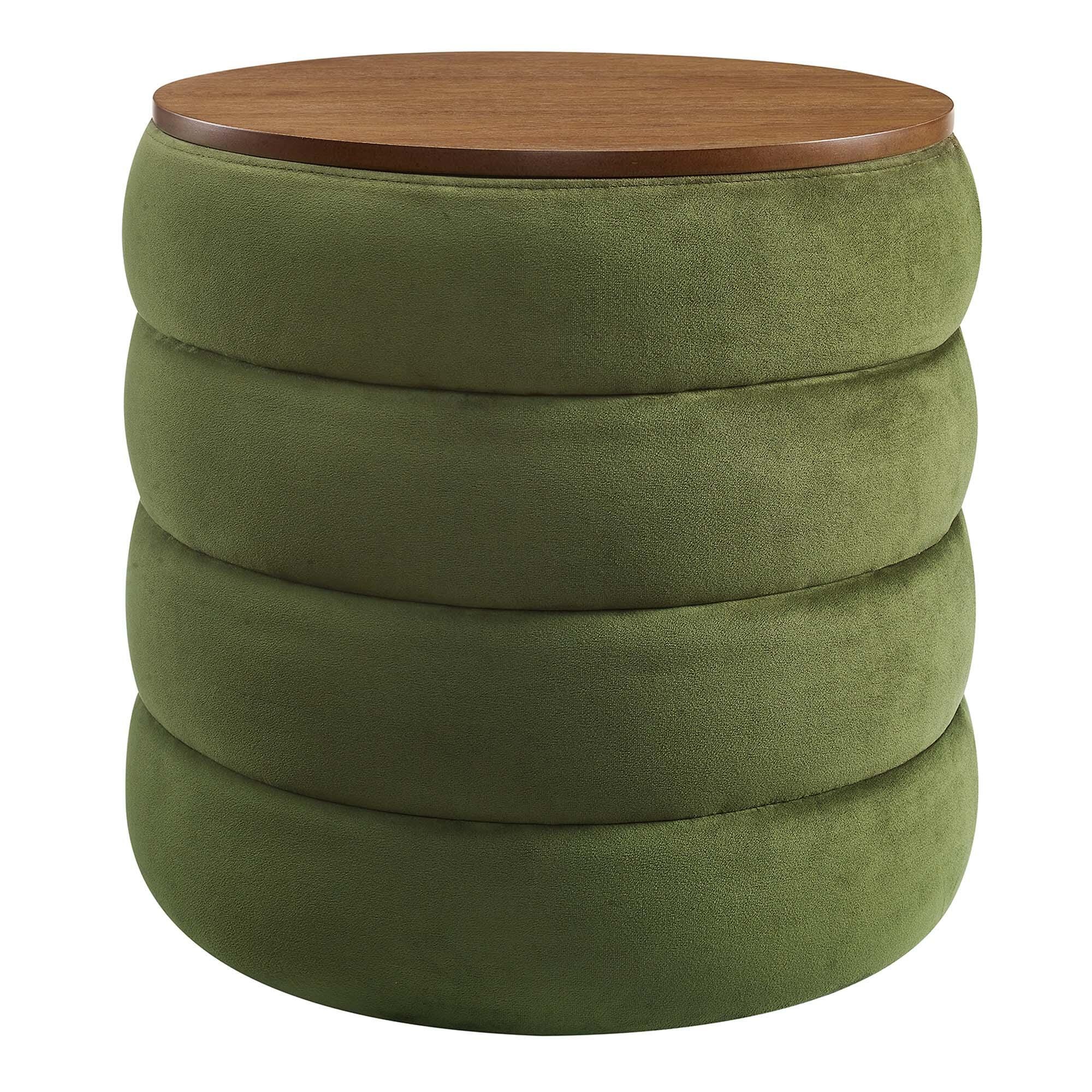 Modway Mezzo Velvet Ottoman with Storage, Moss Green, large