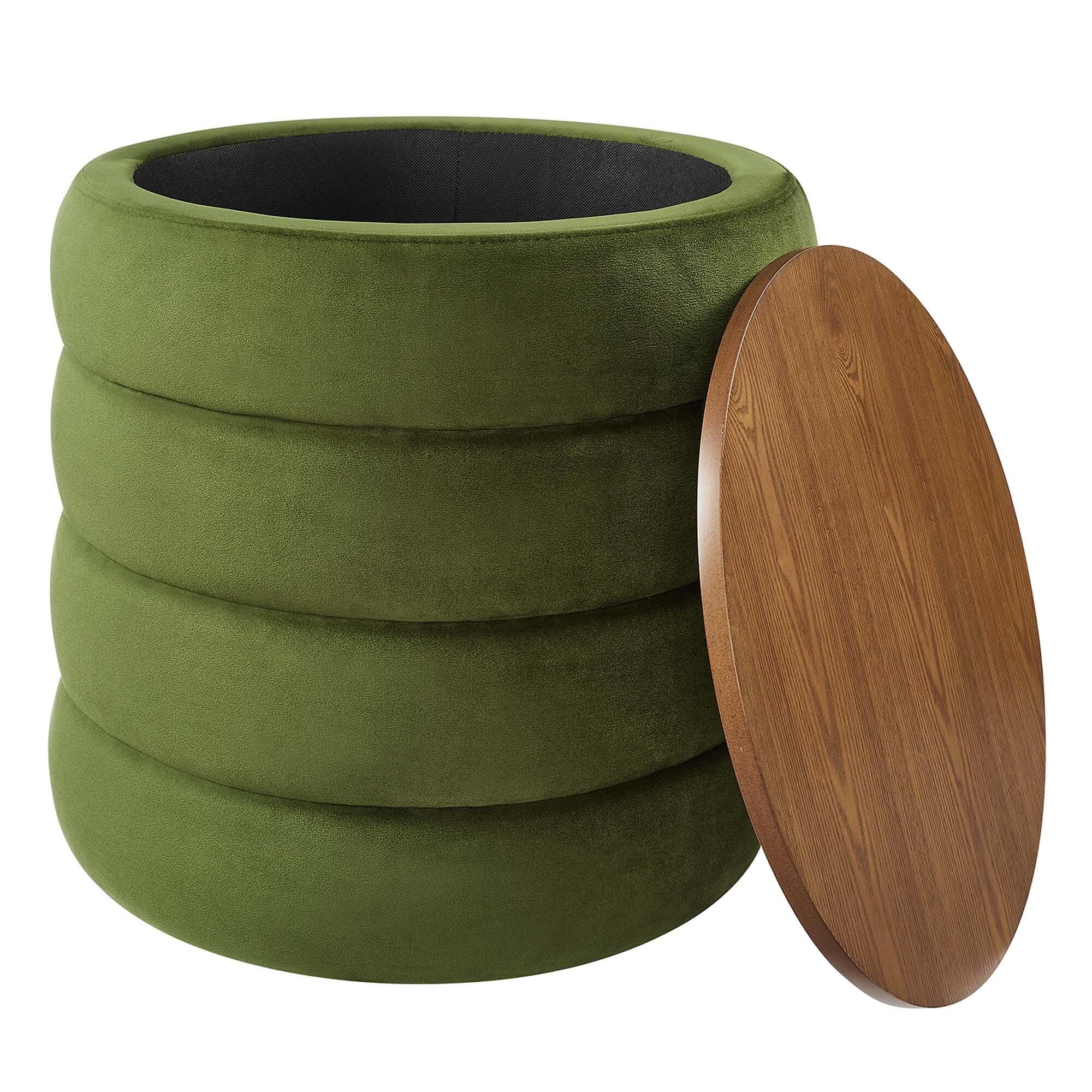 Modway Mezzo Velvet Ottoman with Storage, Moss Green, large