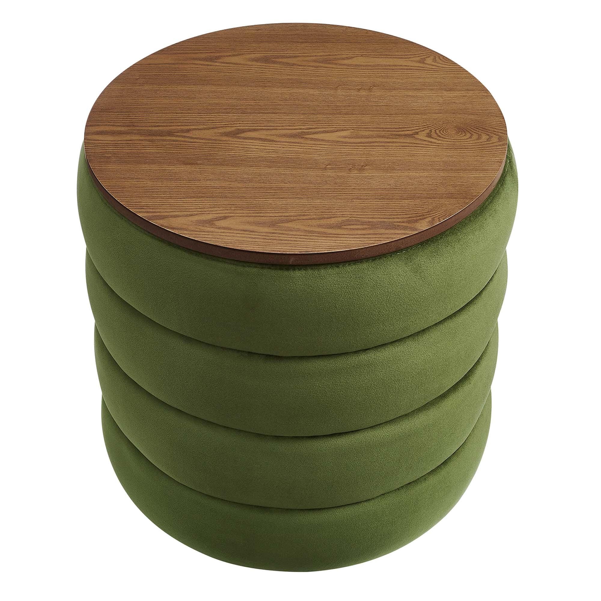 Modway Mezzo Velvet Ottoman with Storage, Moss Green, large
