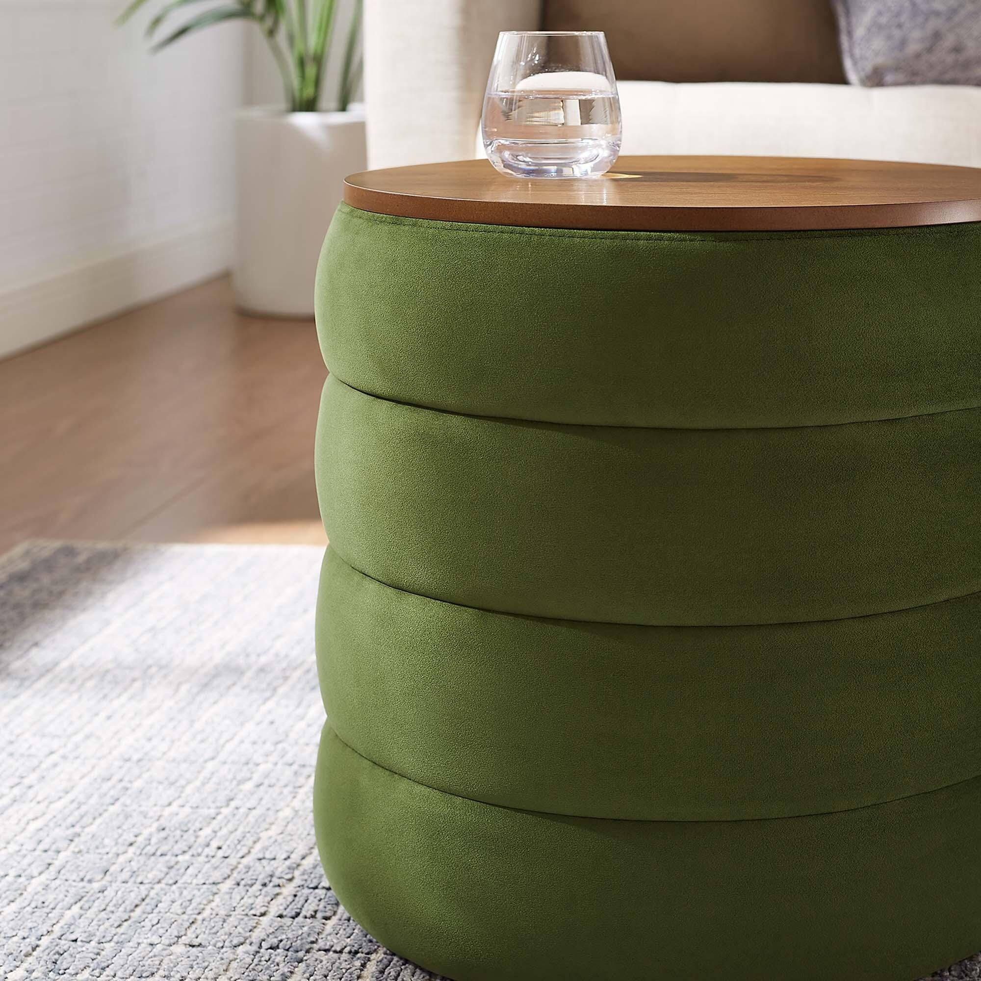 Modway Mezzo Velvet Ottoman with Storage, Moss Green, large