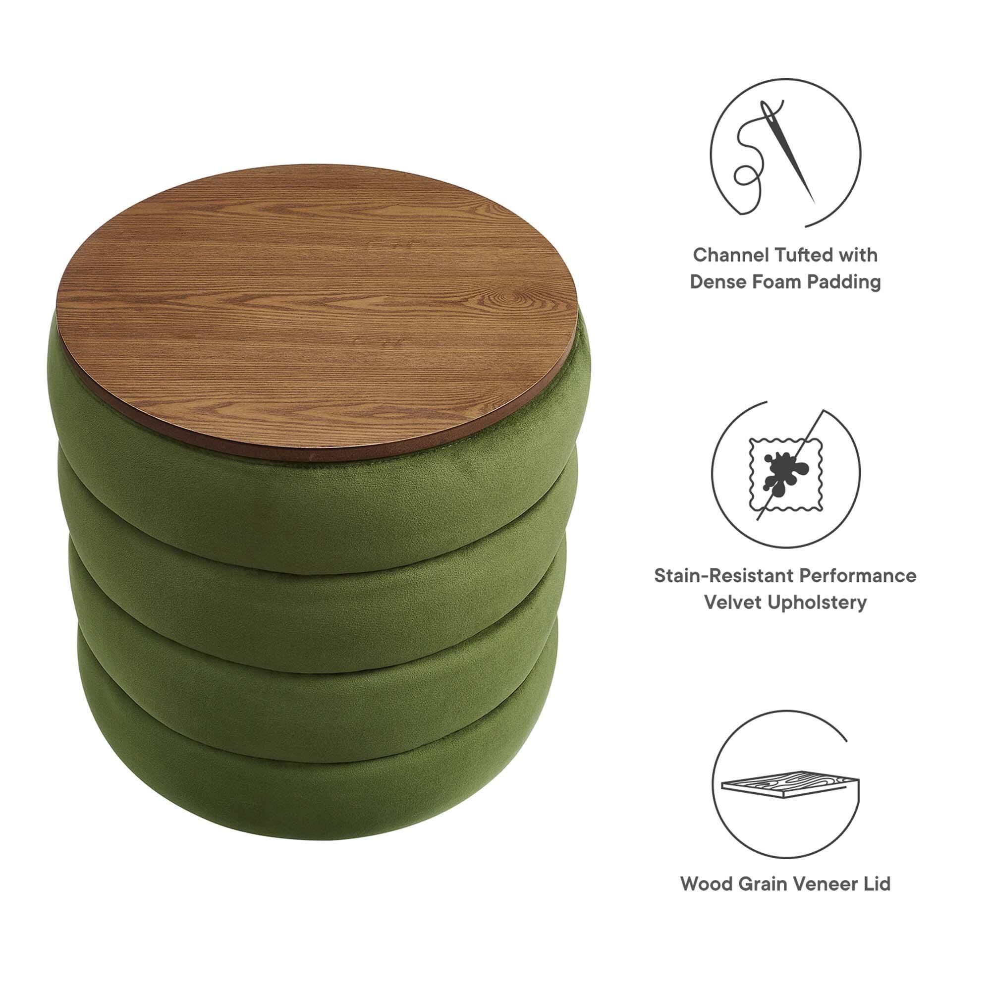 Modway Mezzo Velvet Ottoman with Storage, Moss Green, large