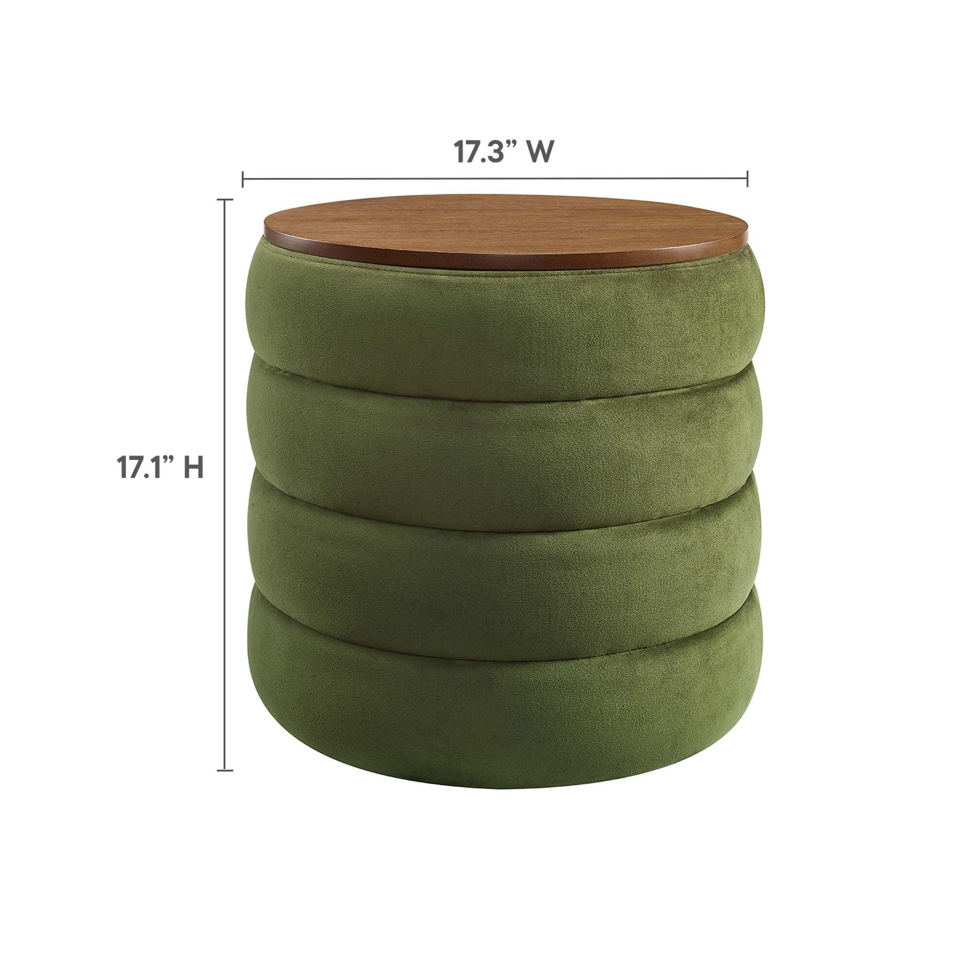 Modway Mezzo Velvet Ottoman with Storage, Moss Green, large