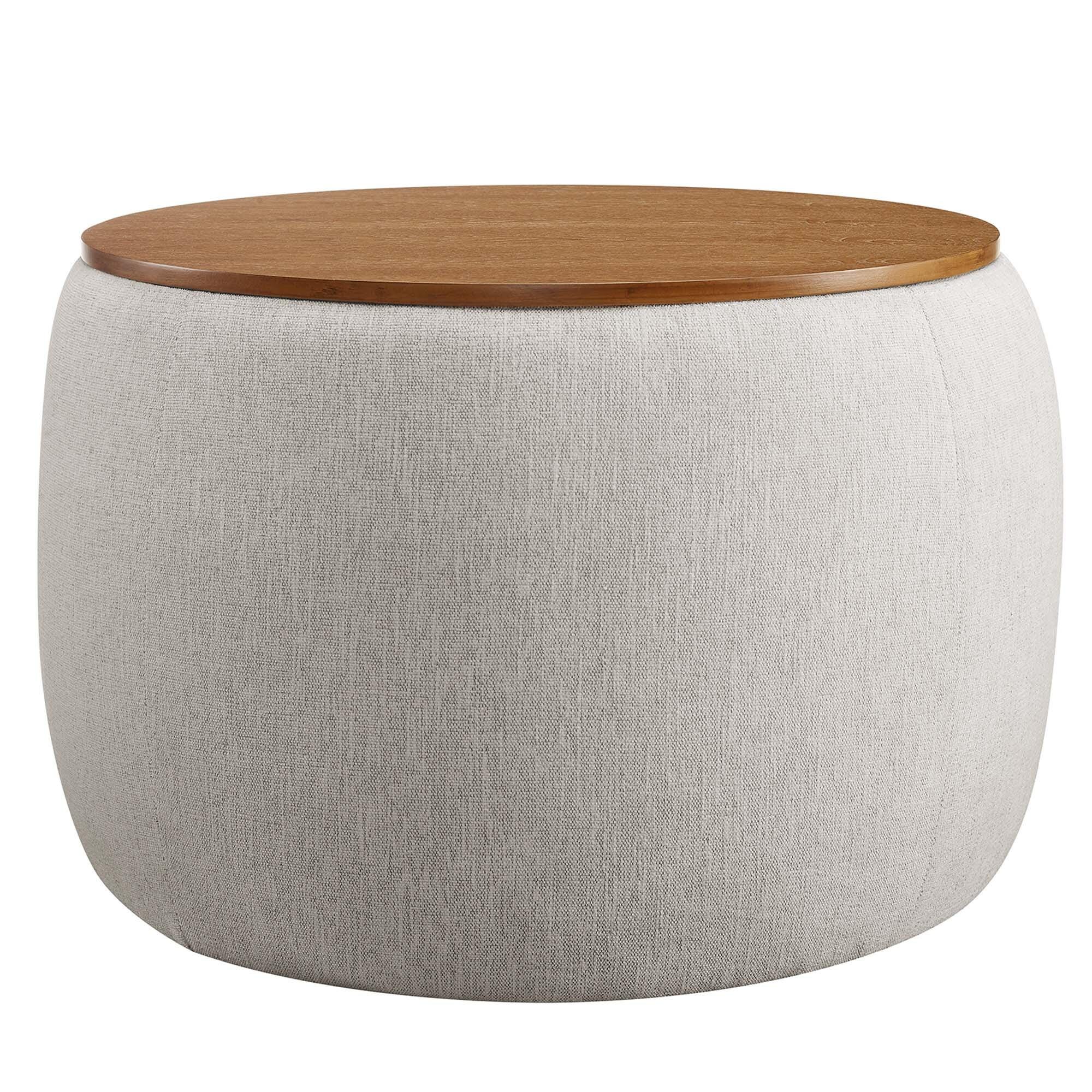 Modway Perla Ottoman with Storage, Ivory, large