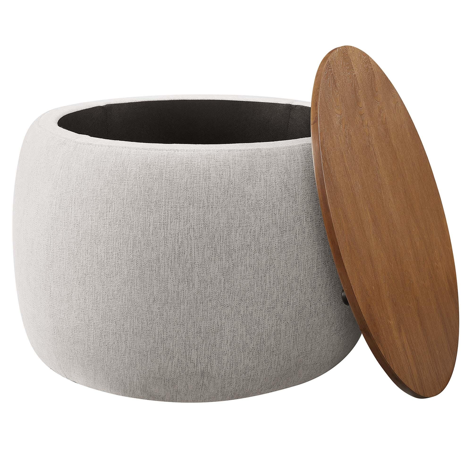 Modway Perla Ottoman with Storage, Ivory, large