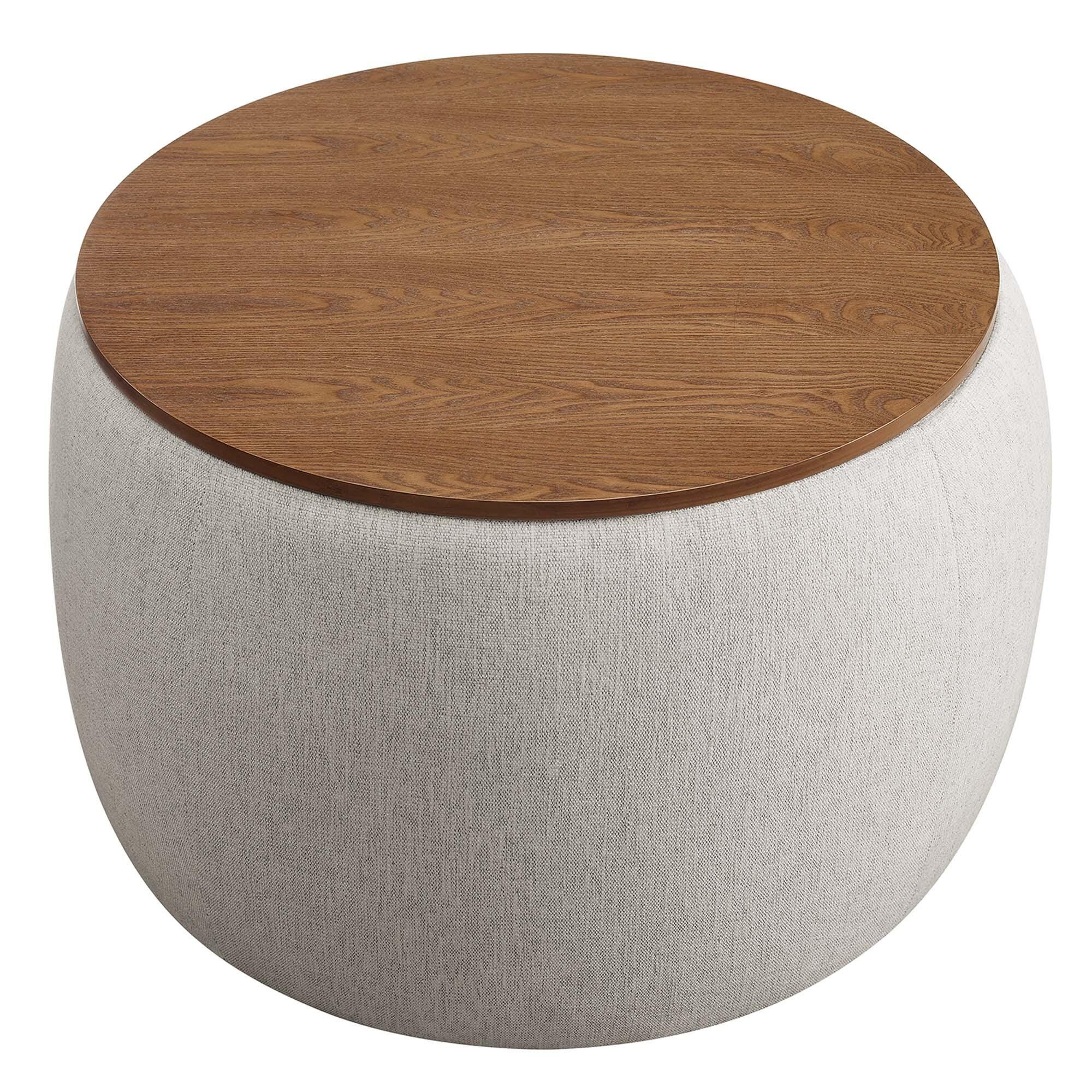Modway Perla Ottoman with Storage, Ivory, large