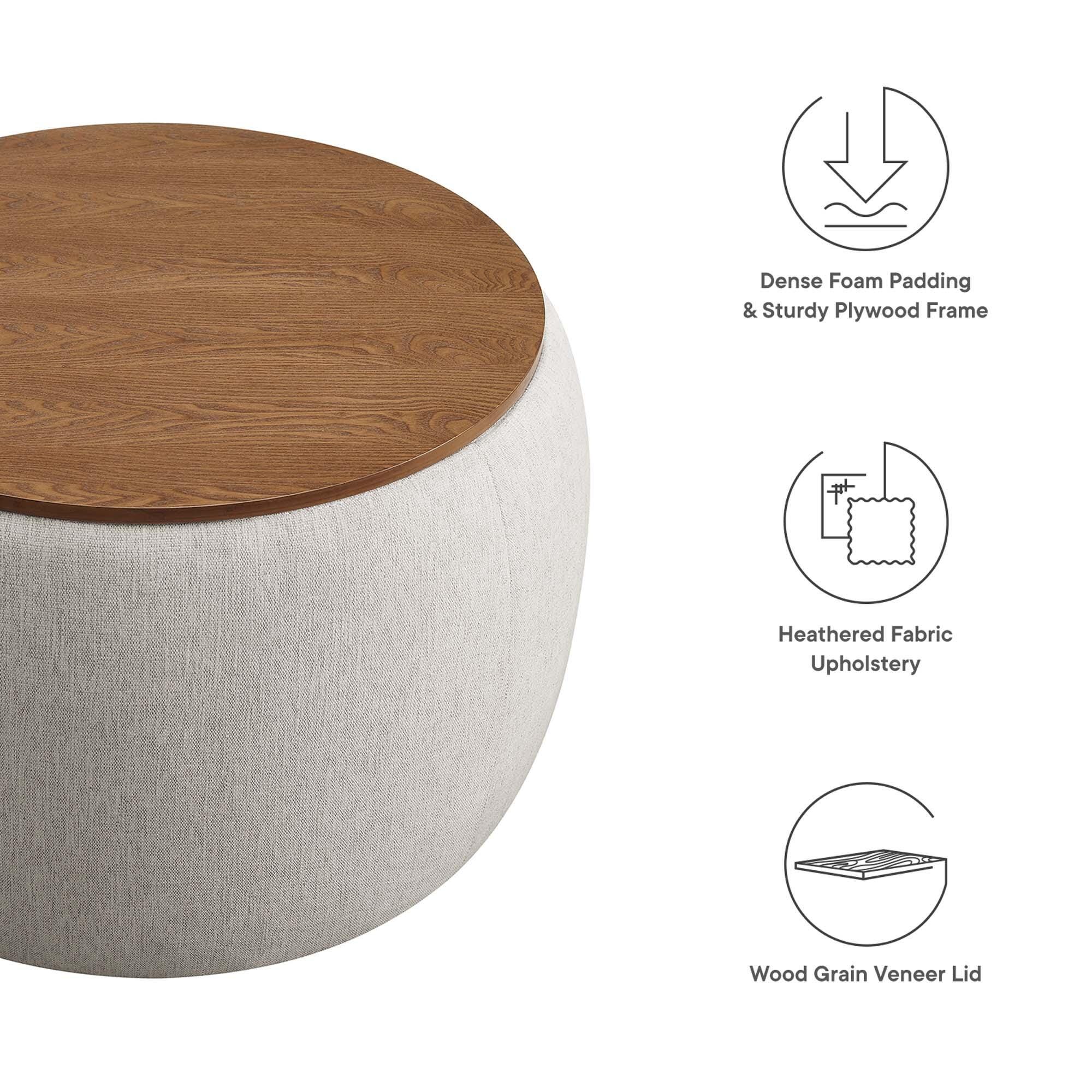 Modway Perla Ottoman with Storage, Ivory, large