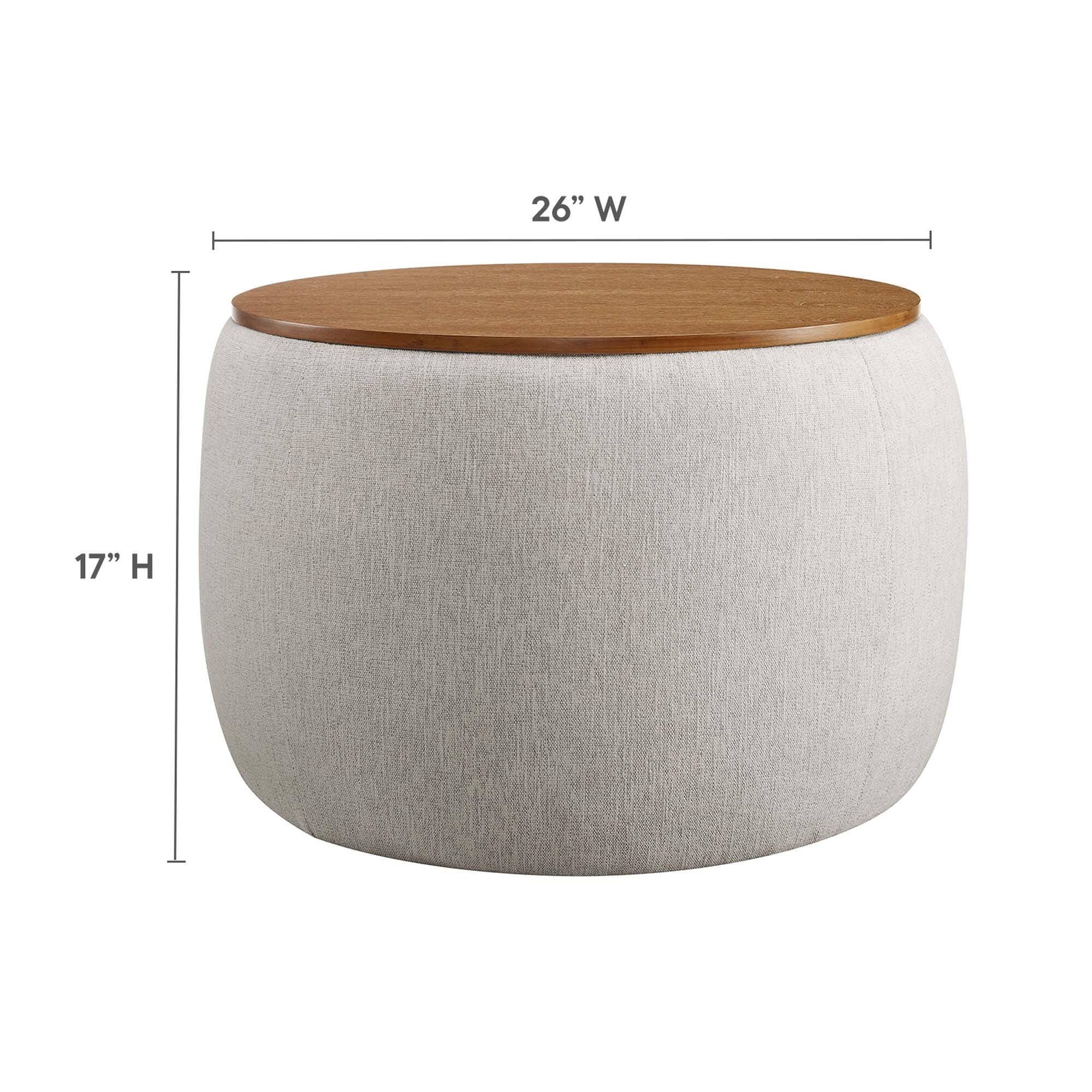 Modway Perla Ottoman with Storage, Ivory, large