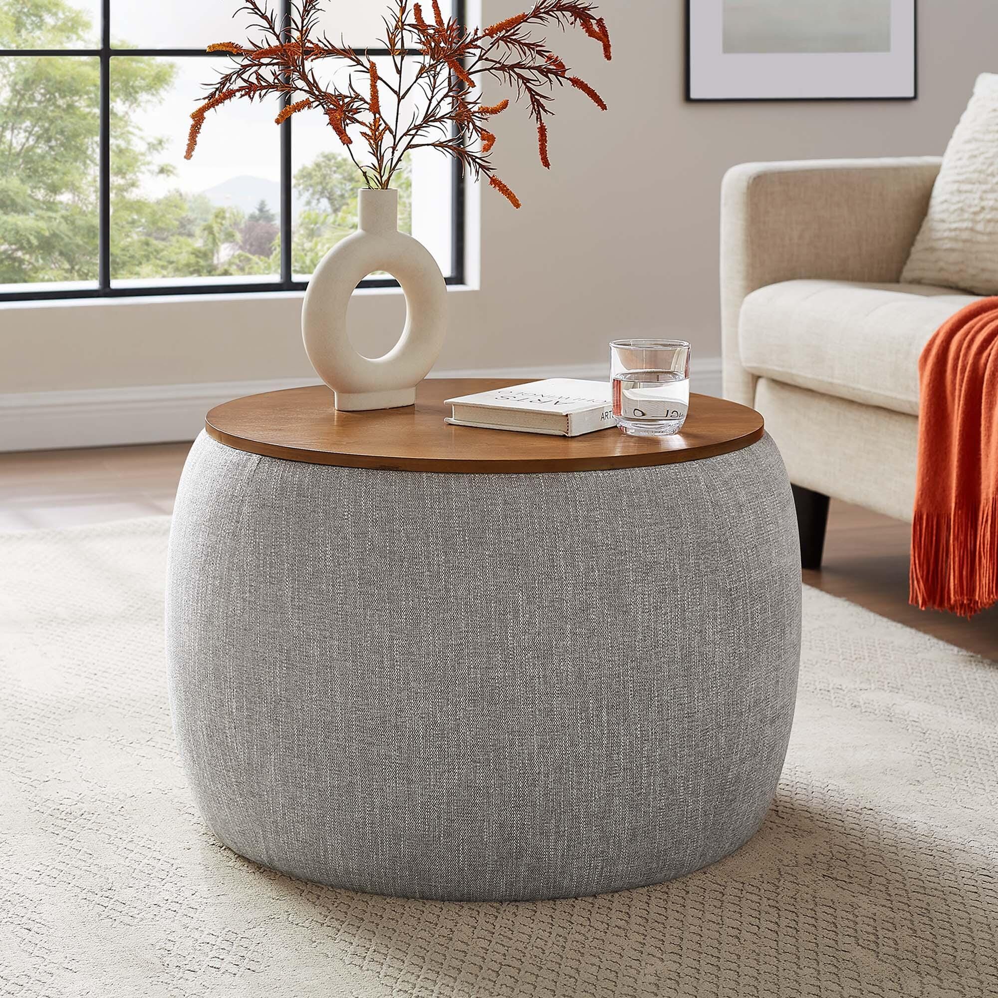 Modway Perla Ottoman with Storage, Wheat, large