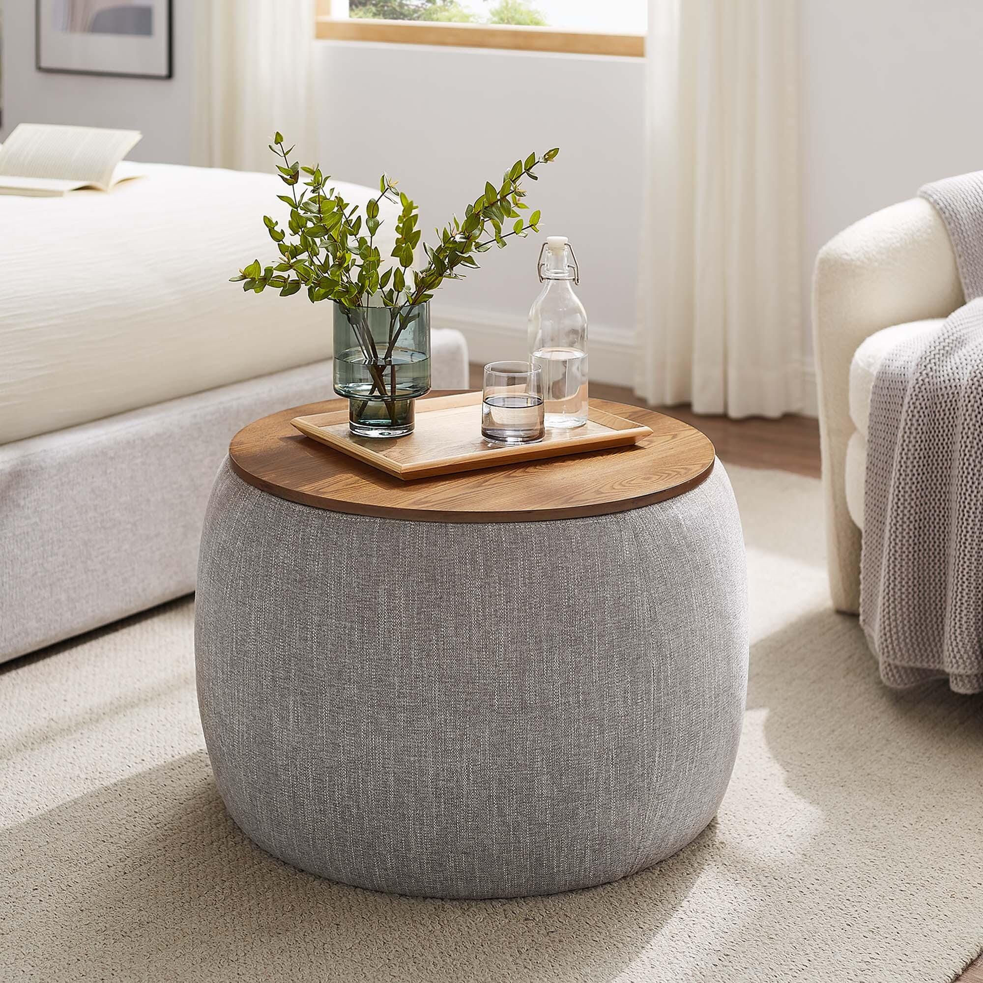 Modway Perla Ottoman with Storage, Wheat, large