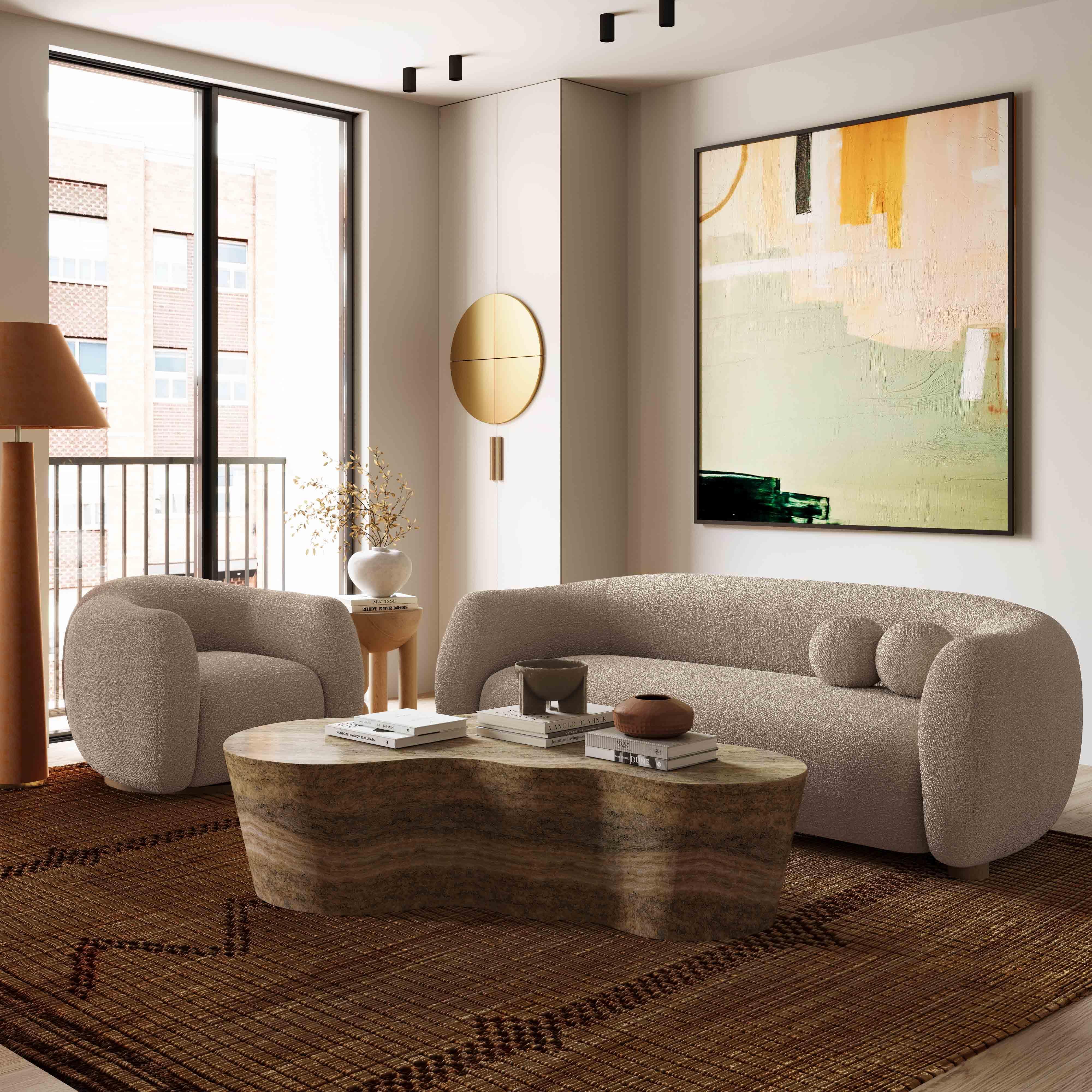 TOV Furniture Judy Swivel Chair, Light Brown, rollover