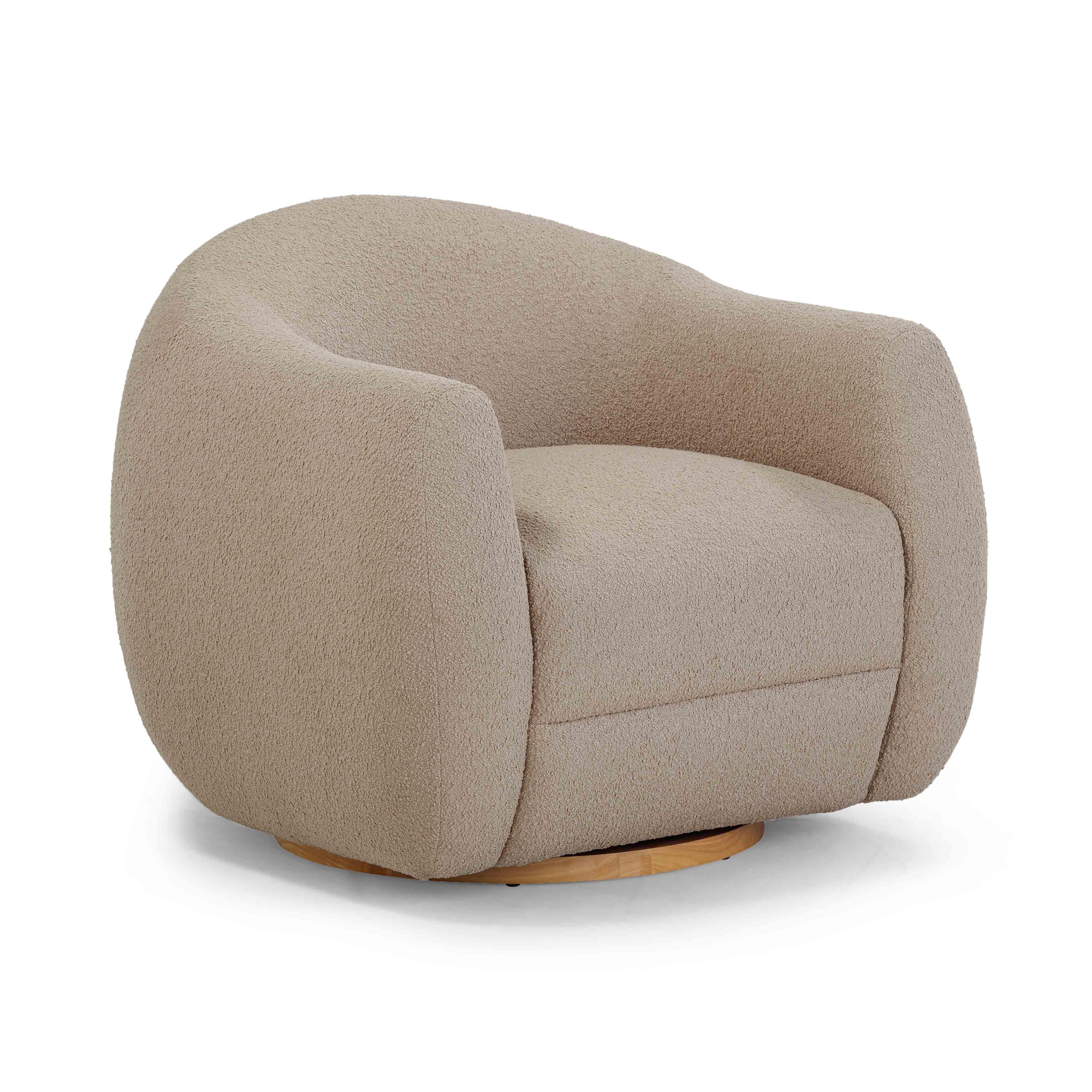 TOV Furniture Judy Swivel Chair, Light Brown, large