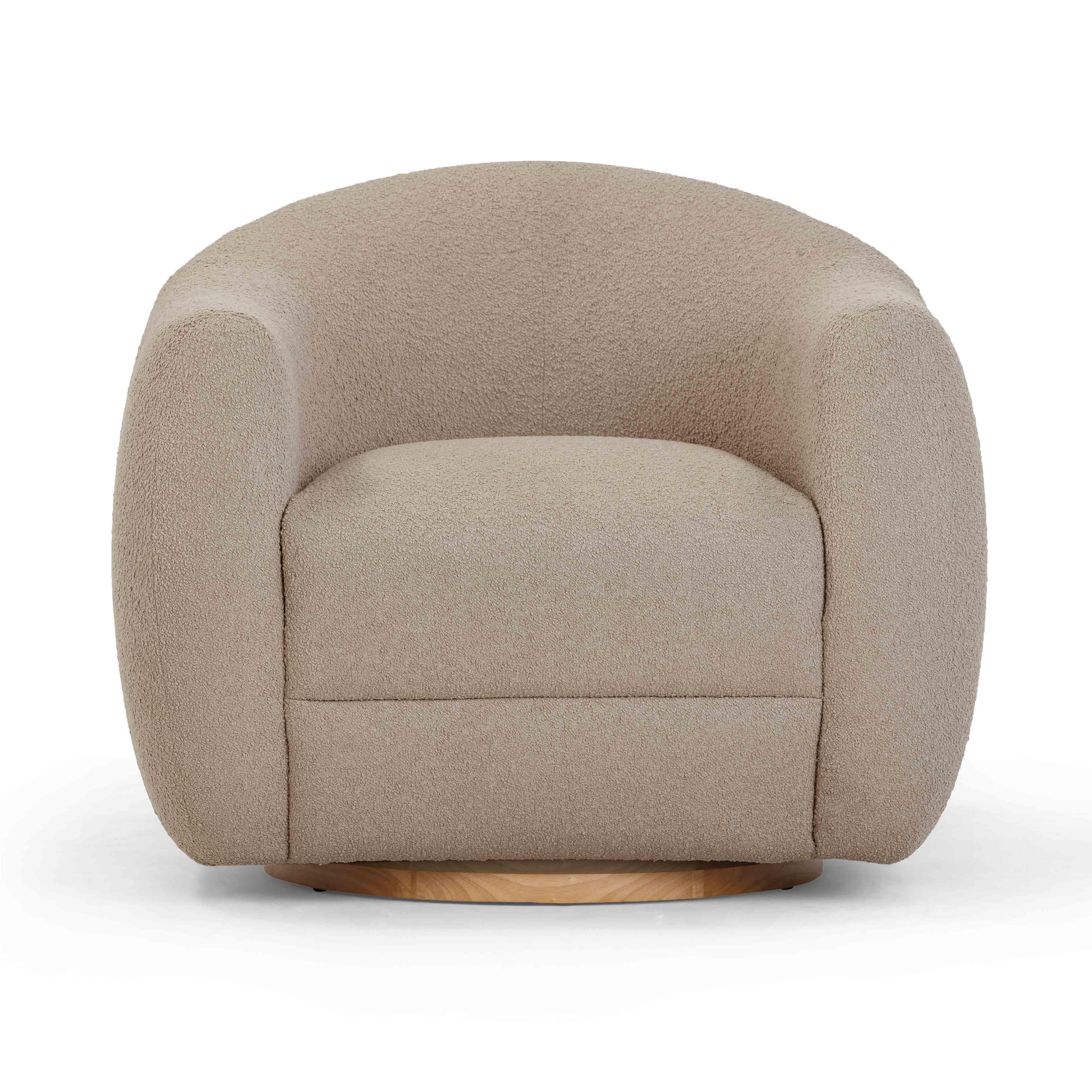 TOV Furniture Judy Swivel Chair, Light Brown, large