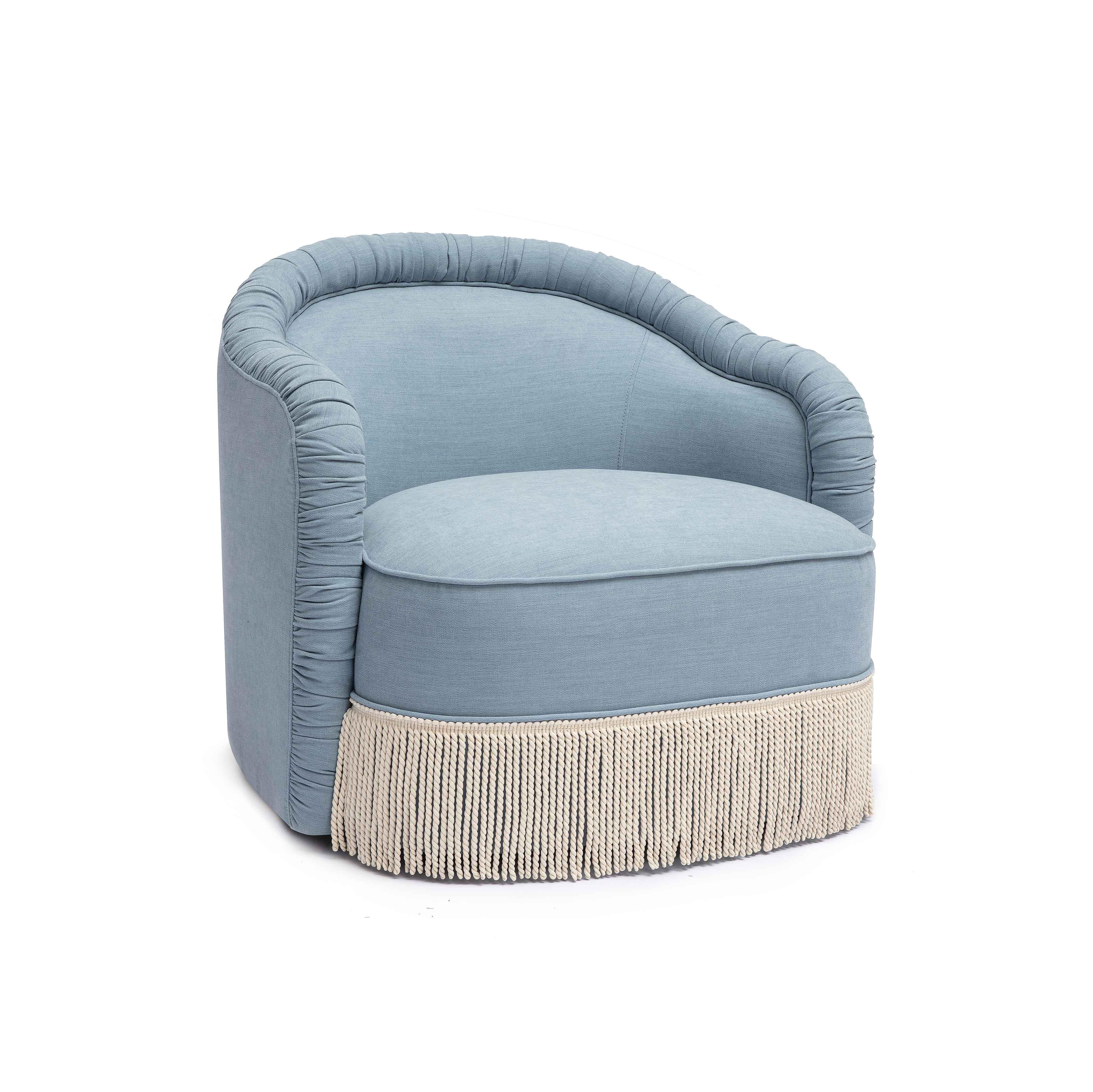 TOV Furniture Pamela Tassel Lounge Chair, Blue, large