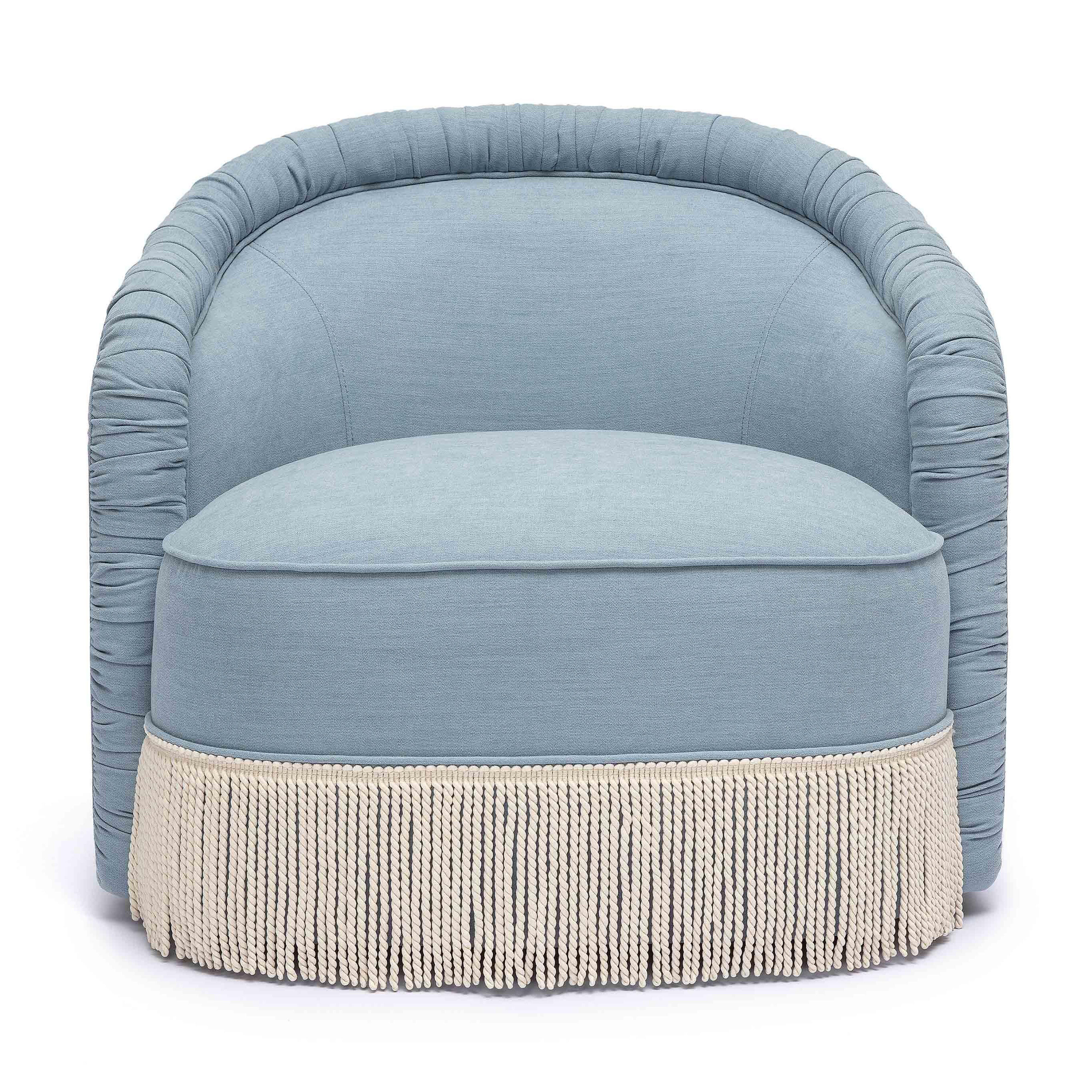 TOV Furniture Pamela Tassel Lounge Chair, Blue, large