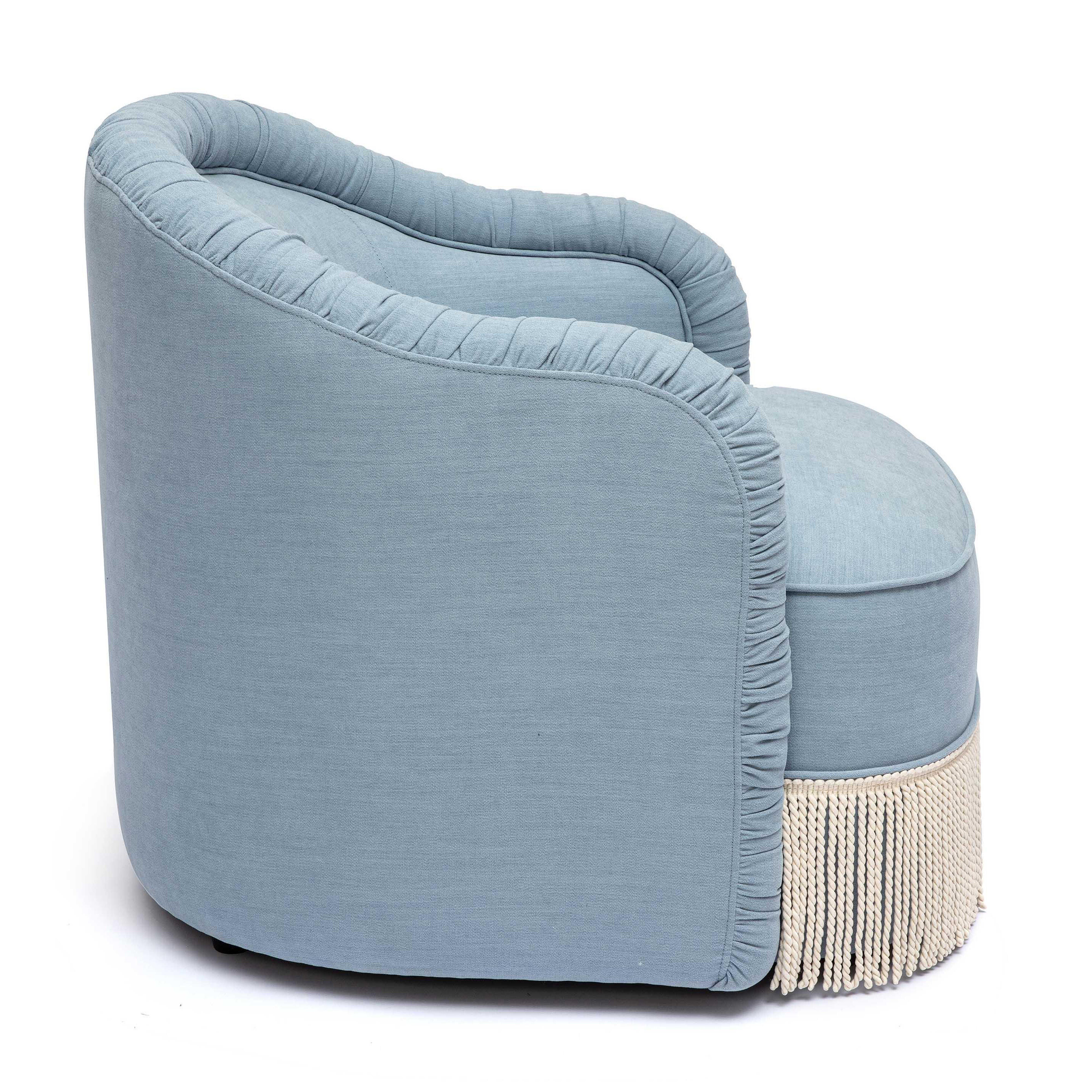 TOV Furniture Pamela Tassel Lounge Chair, Blue, large