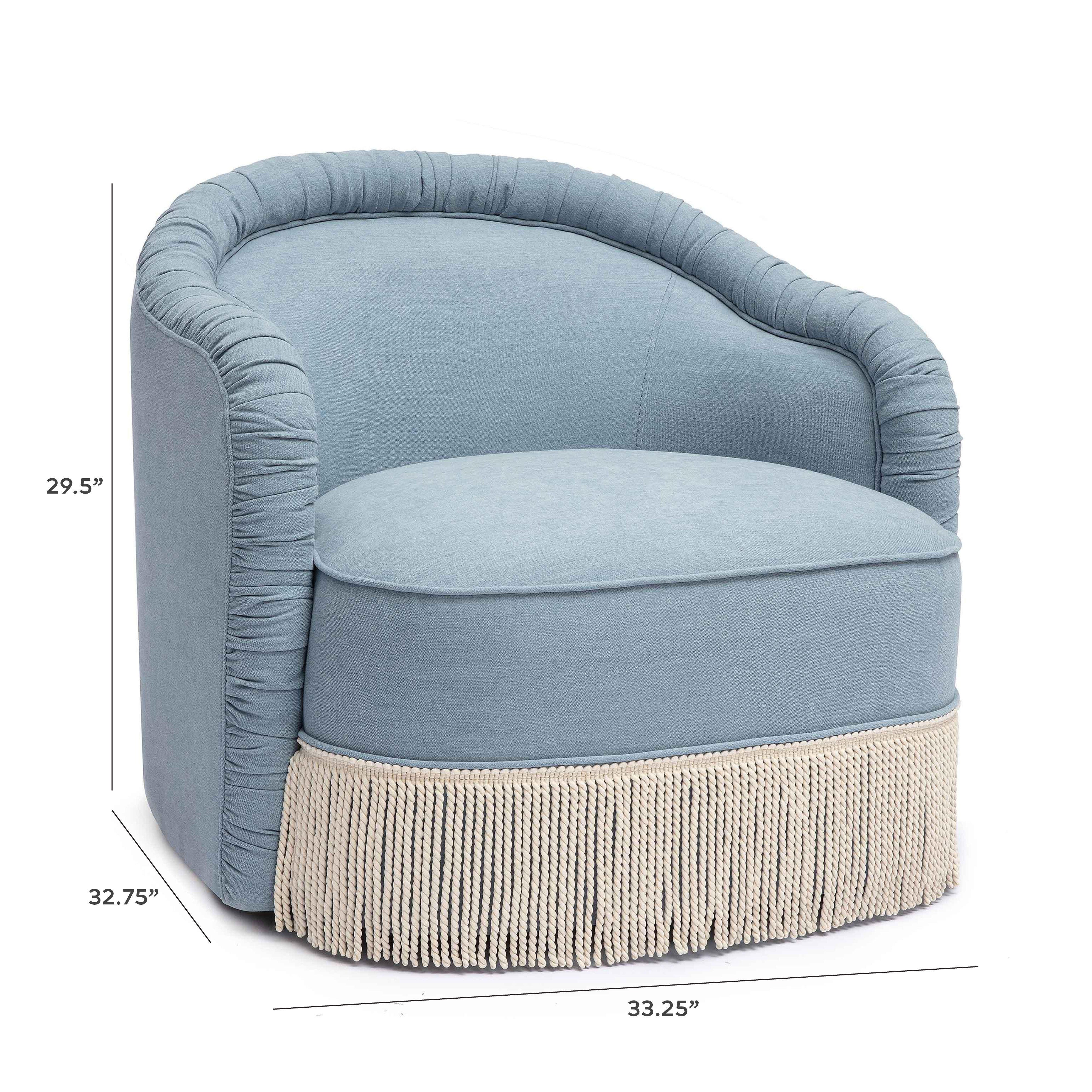 TOV Furniture Pamela Tassel Lounge Chair, Blue, large