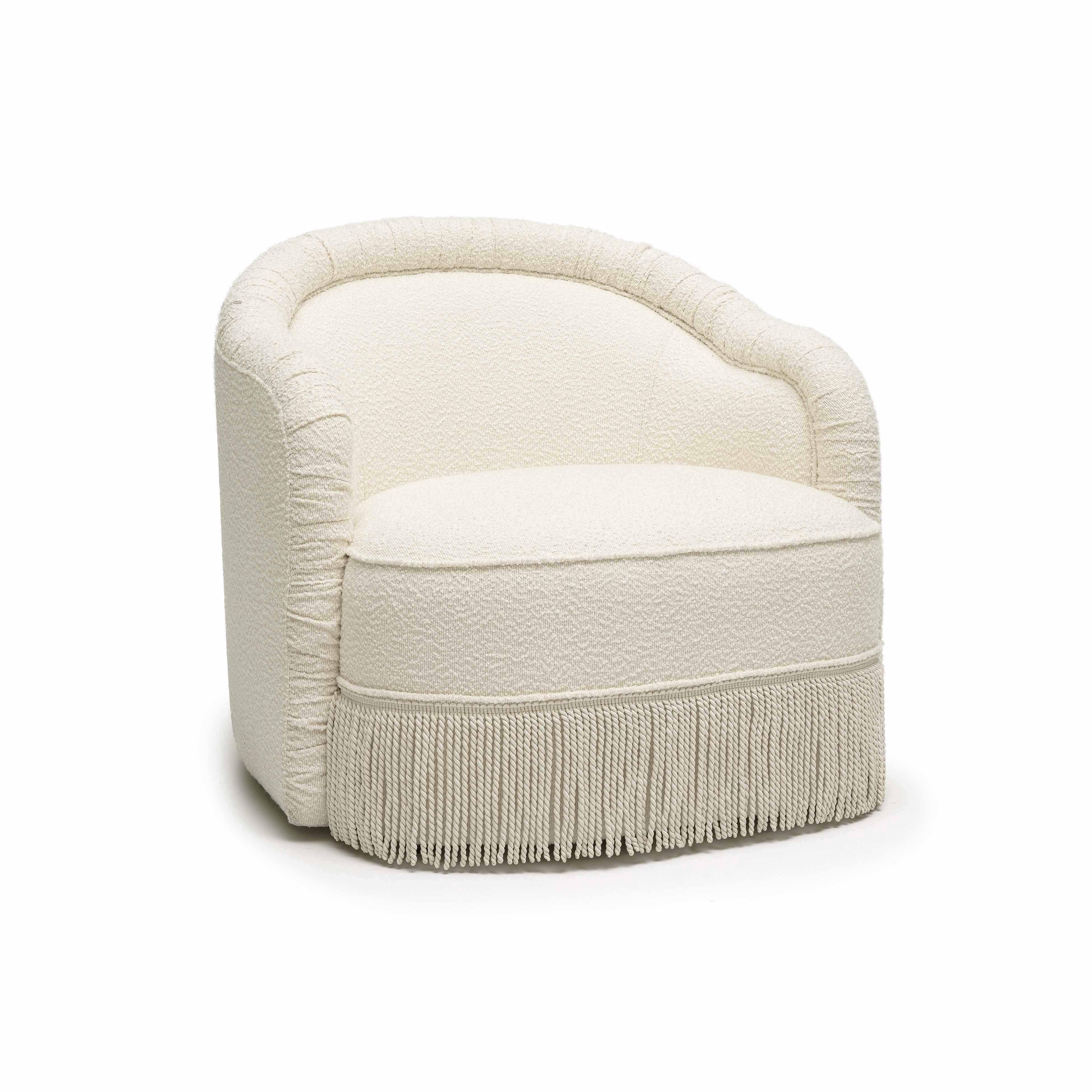TOV Furniture Pamela Tassel Lounge Chair, Cream, large