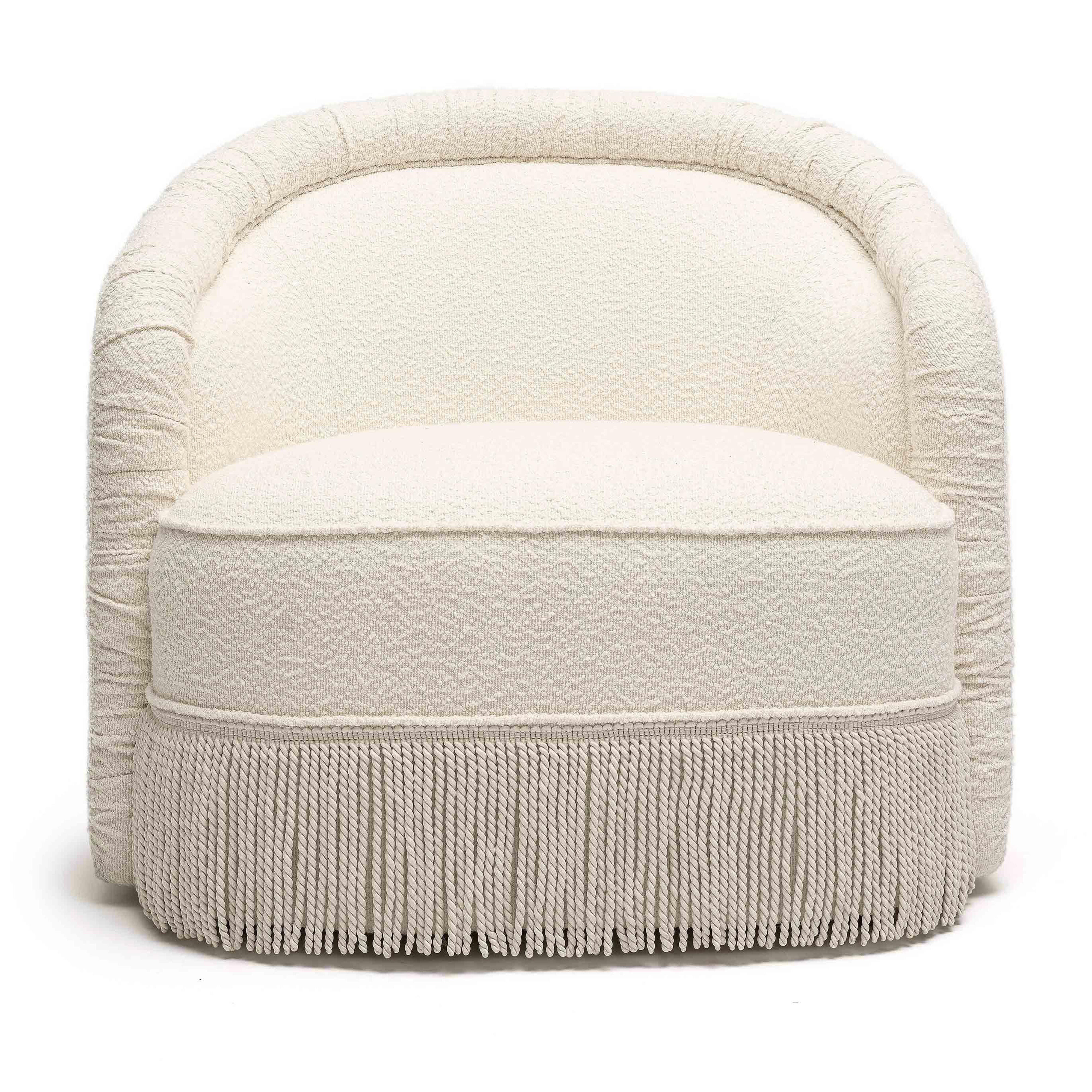 TOV Furniture Pamela Tassel Lounge Chair, Cream, large