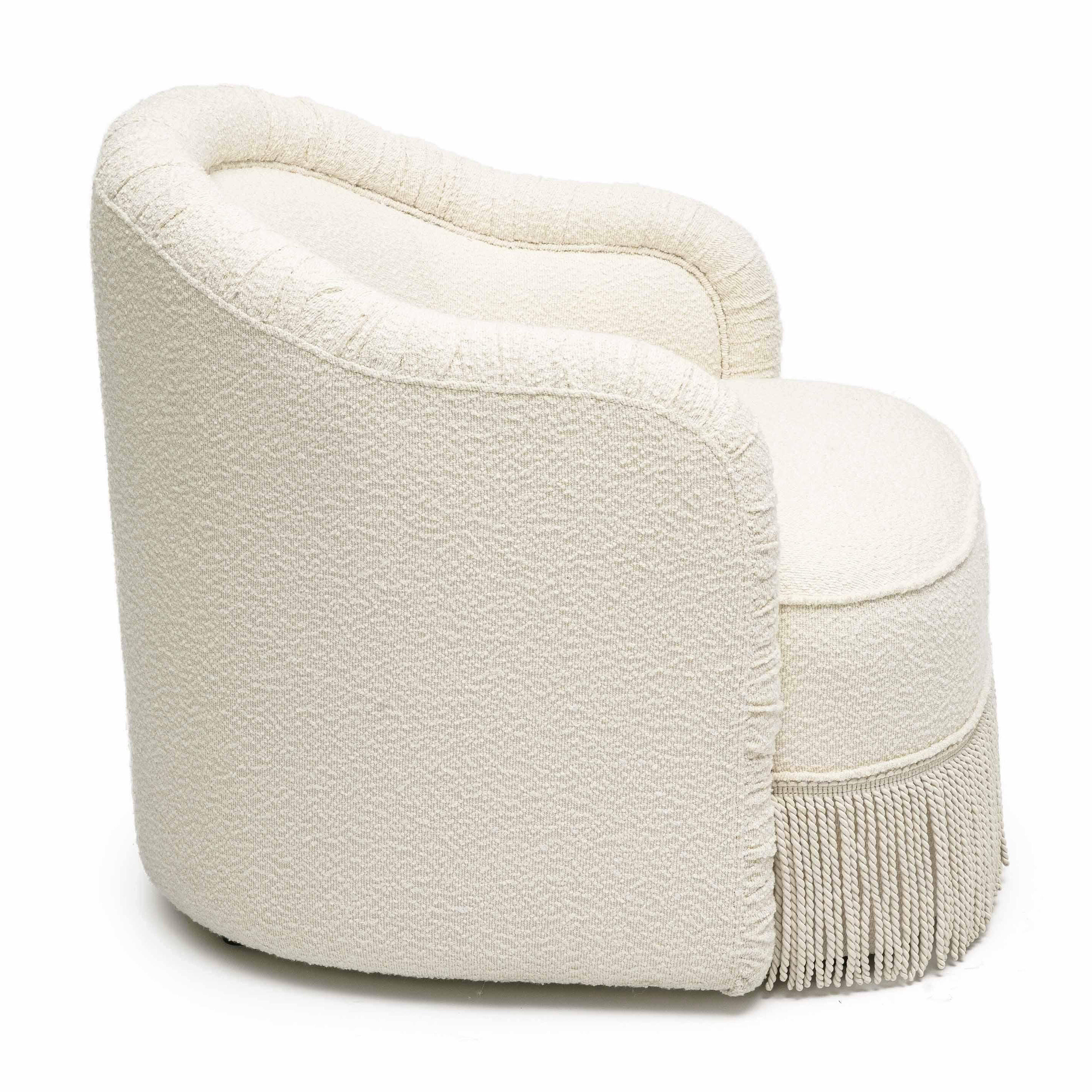 TOV Furniture Pamela Tassel Lounge Chair, Cream, large