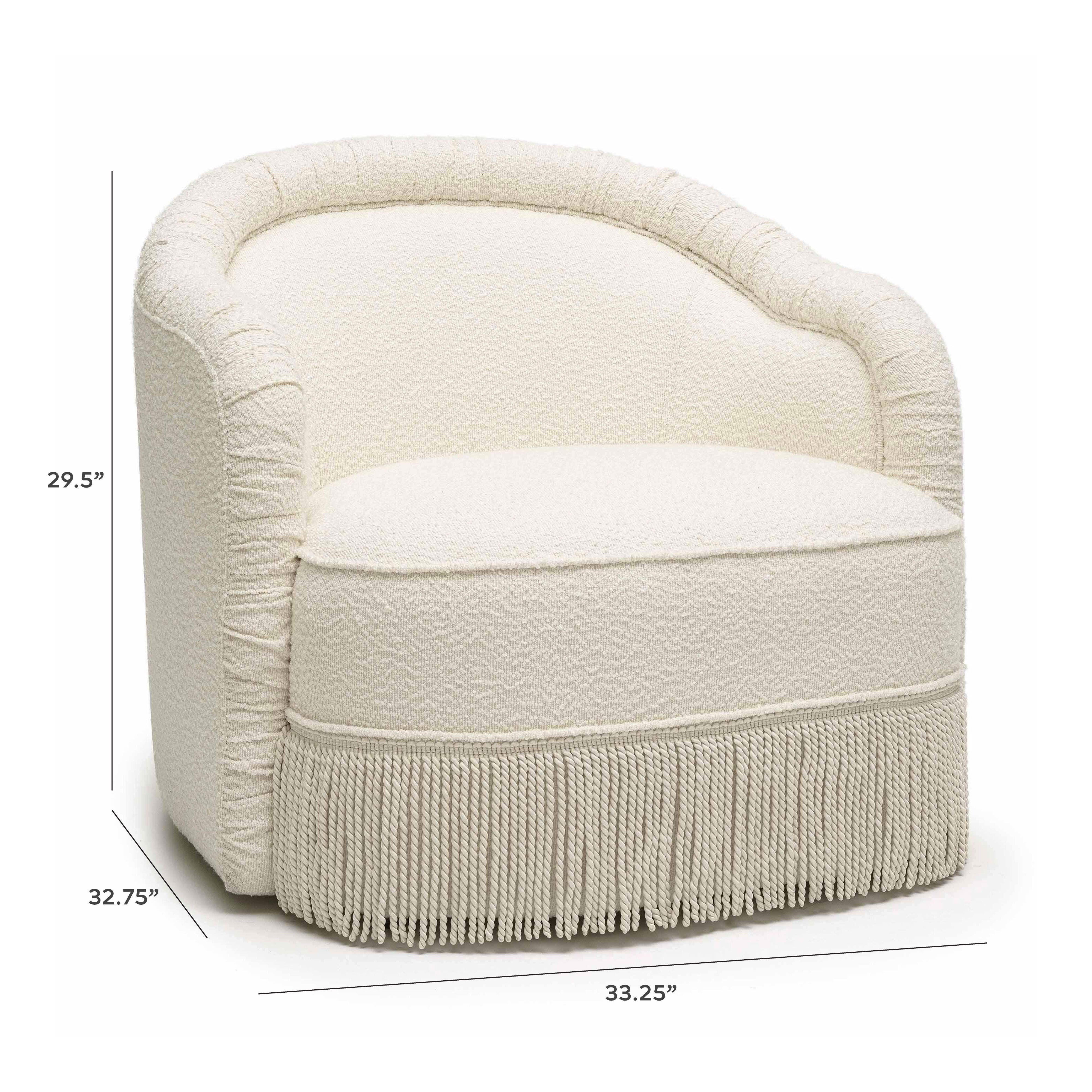 TOV Furniture Pamela Tassel Lounge Chair, Cream, large
