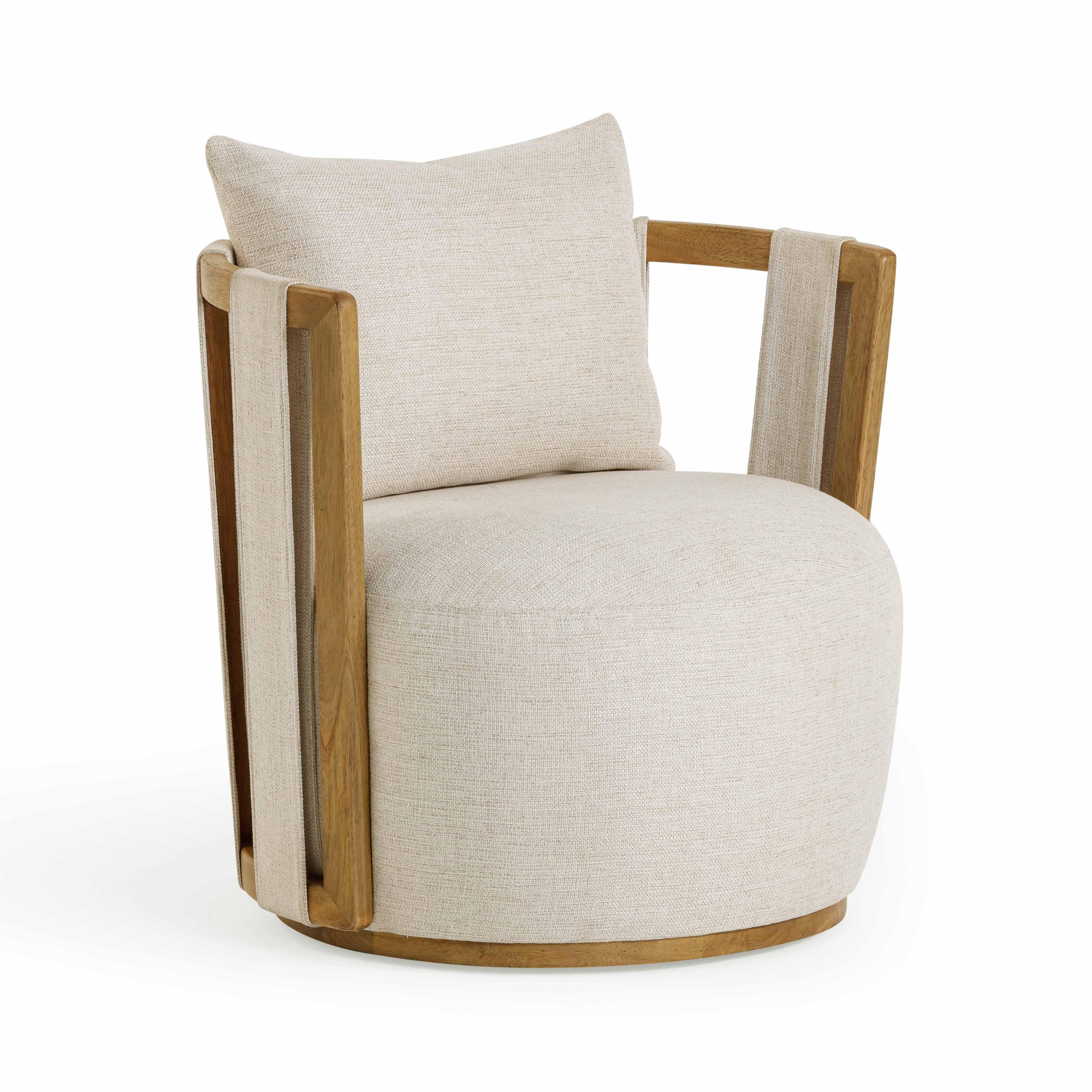 TOV Furniture Paolo Swivel Chair, Cream, large