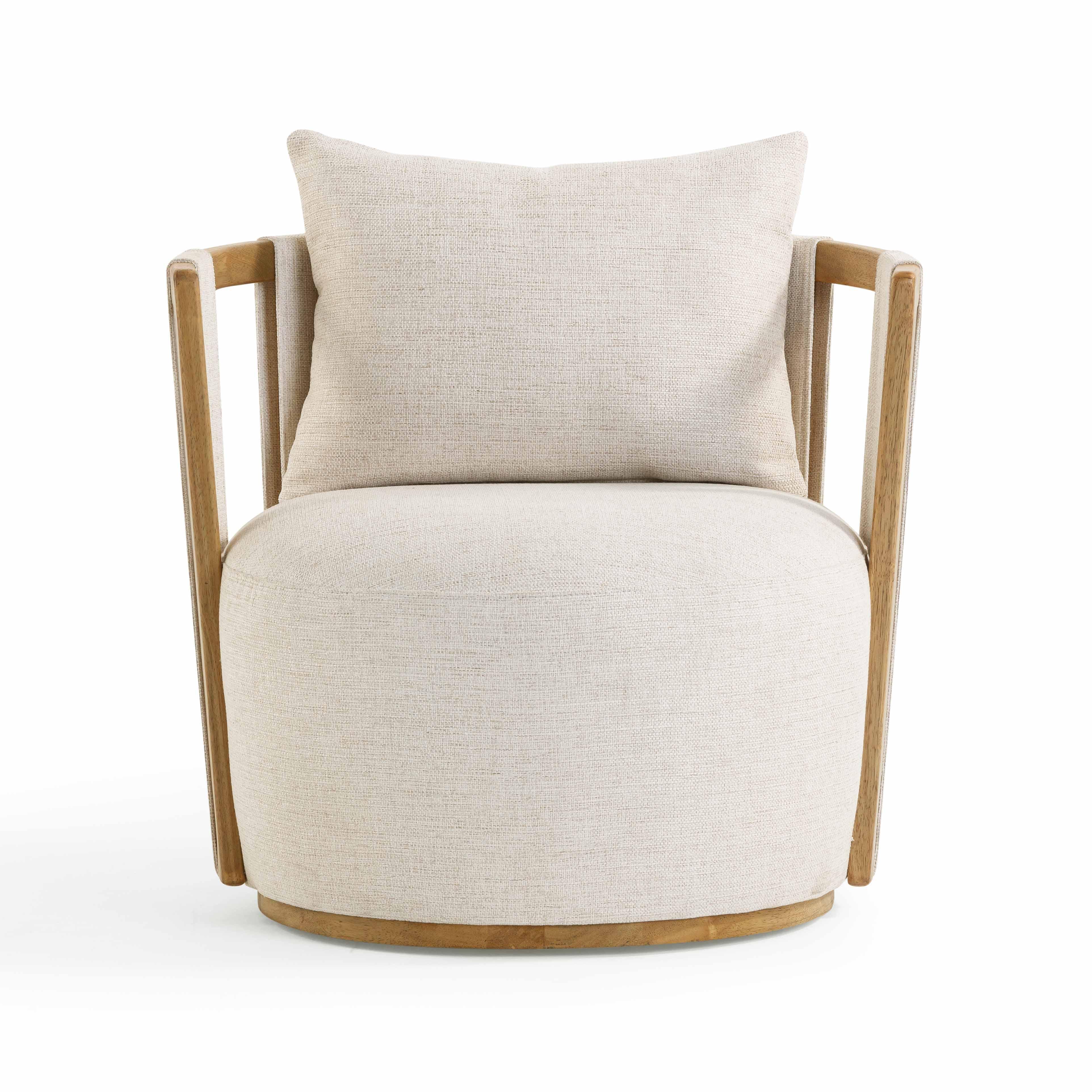 TOV Furniture Paolo Swivel Chair, Cream, large