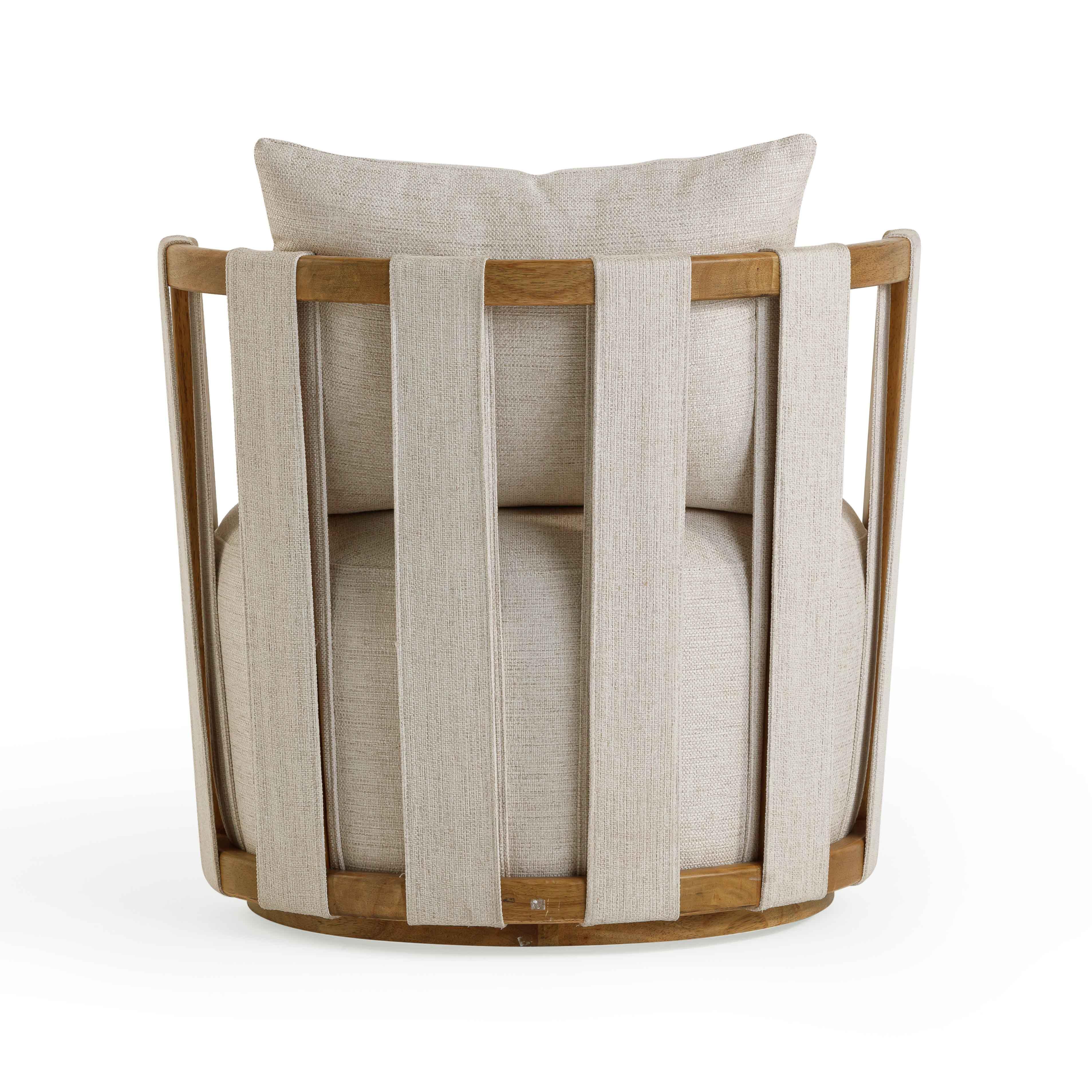 TOV Furniture Paolo Swivel Chair, Cream, large