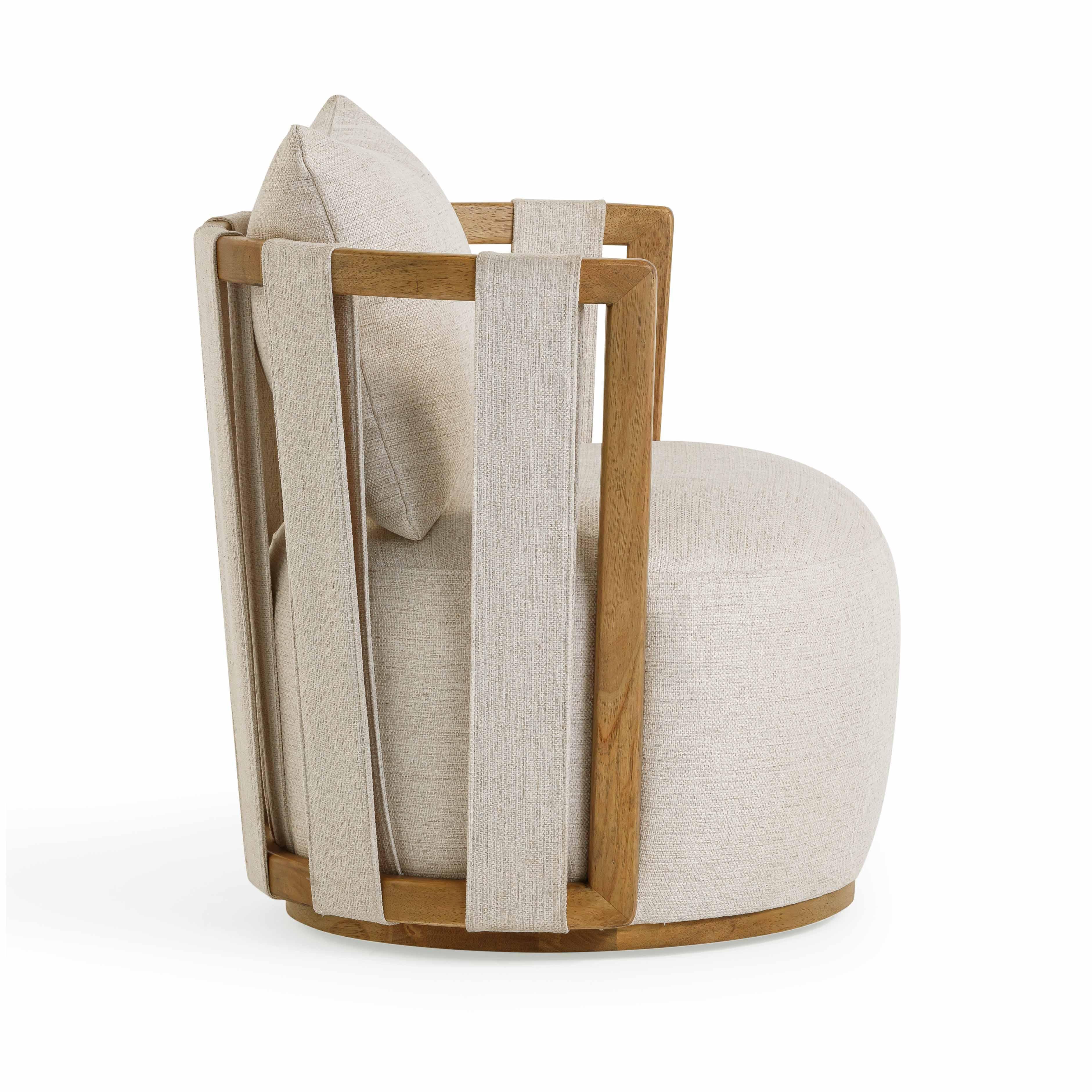 TOV Furniture Paolo Swivel Chair, Cream, large