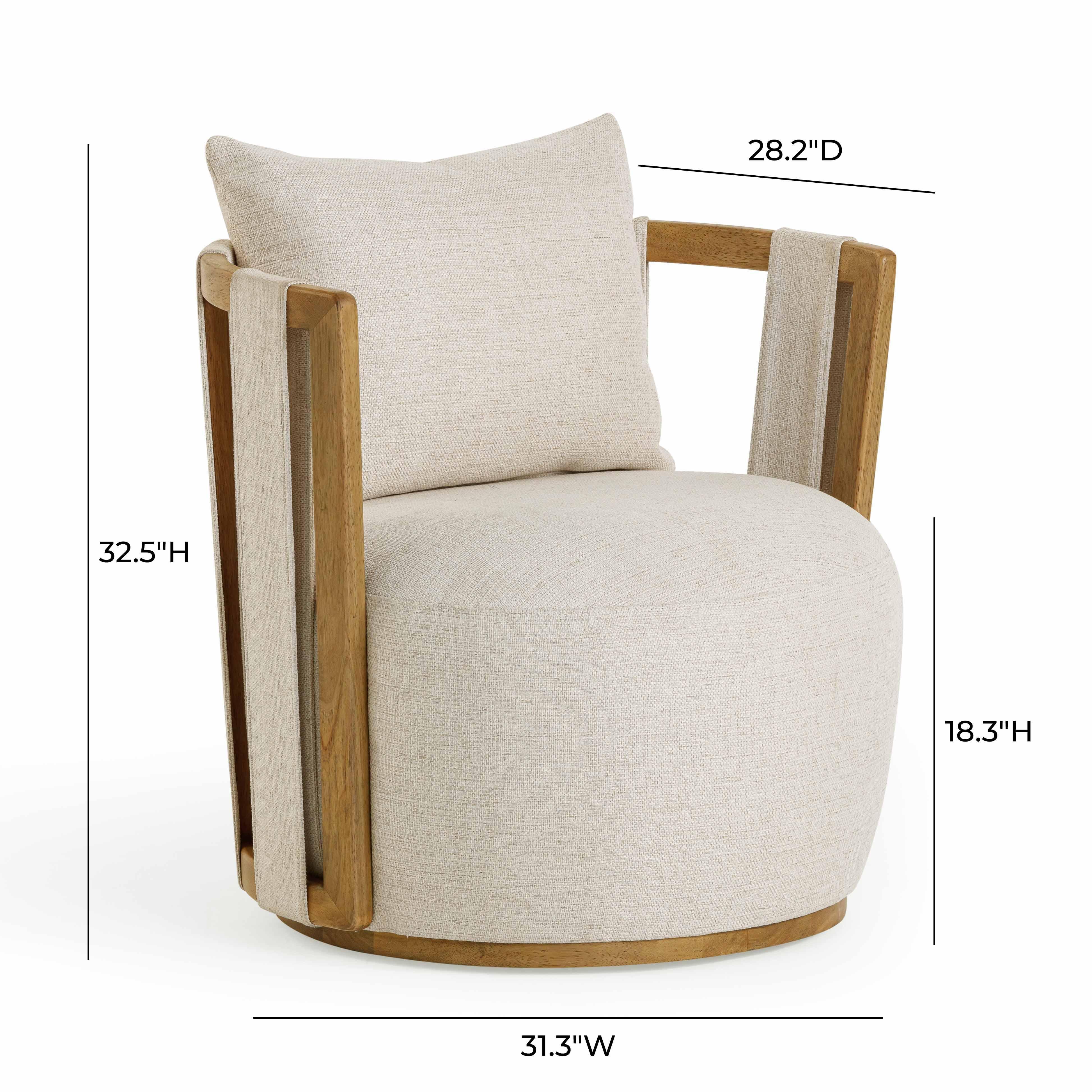 TOV Furniture Paolo Swivel Chair, Cream, large