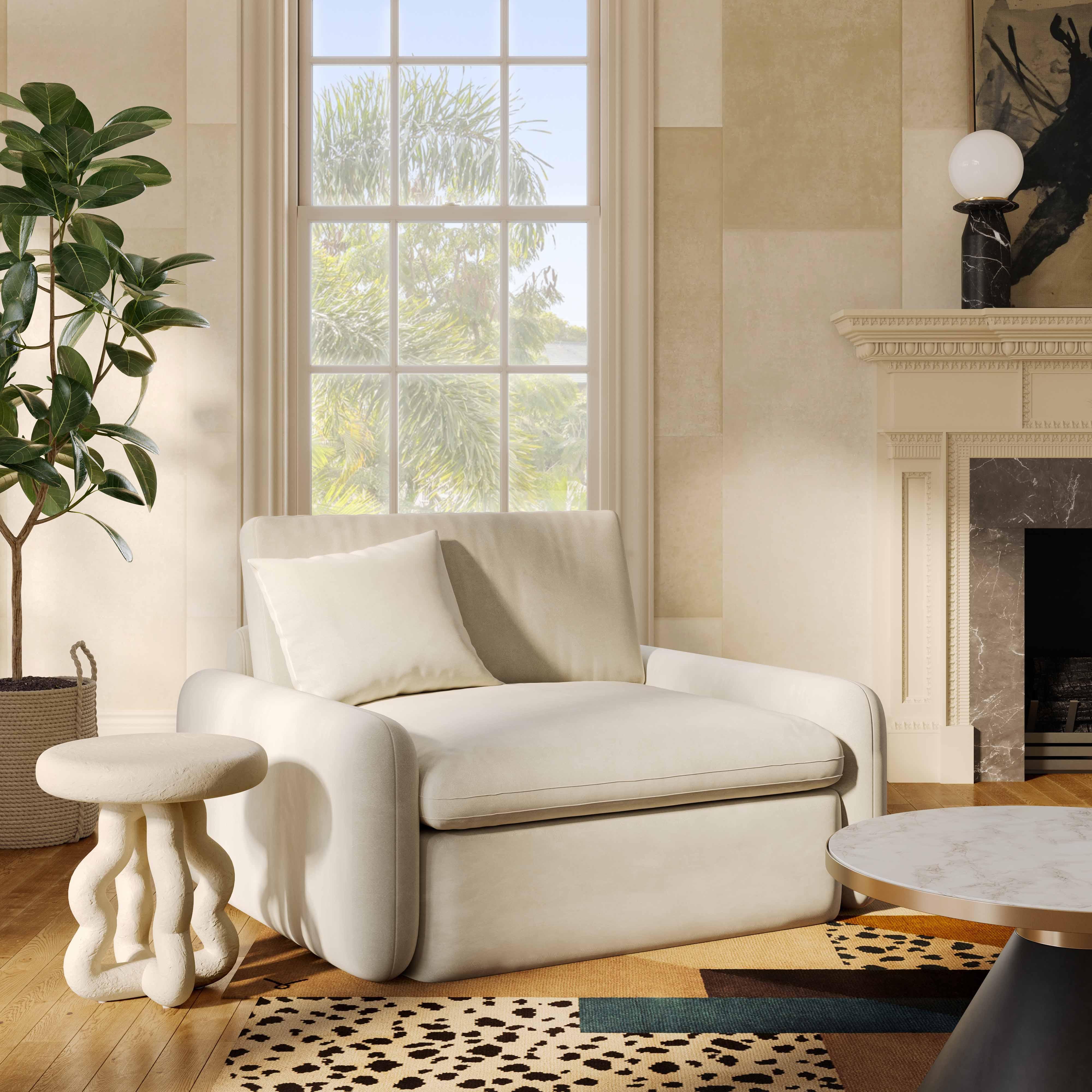 TOV Furniture Rachelle Lounge Chair, Cream, rollover