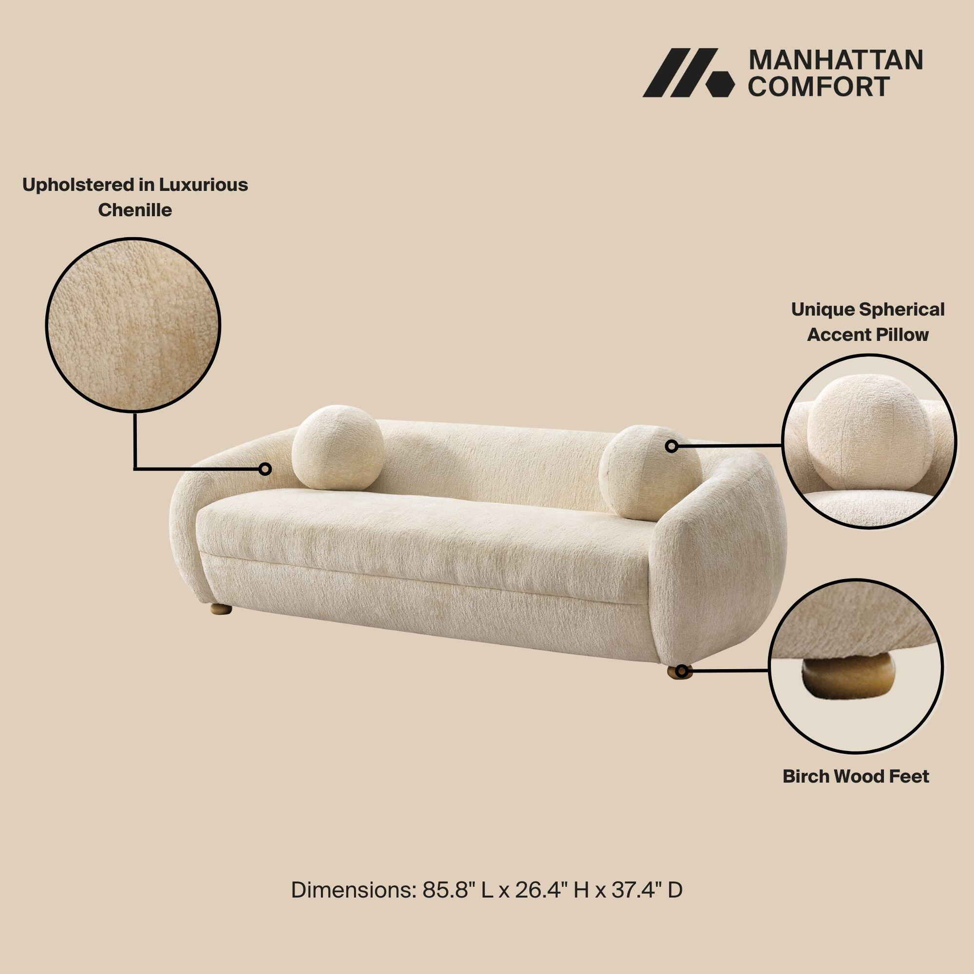 Manhattan Comfort Tribeca Sofa, Cream, large