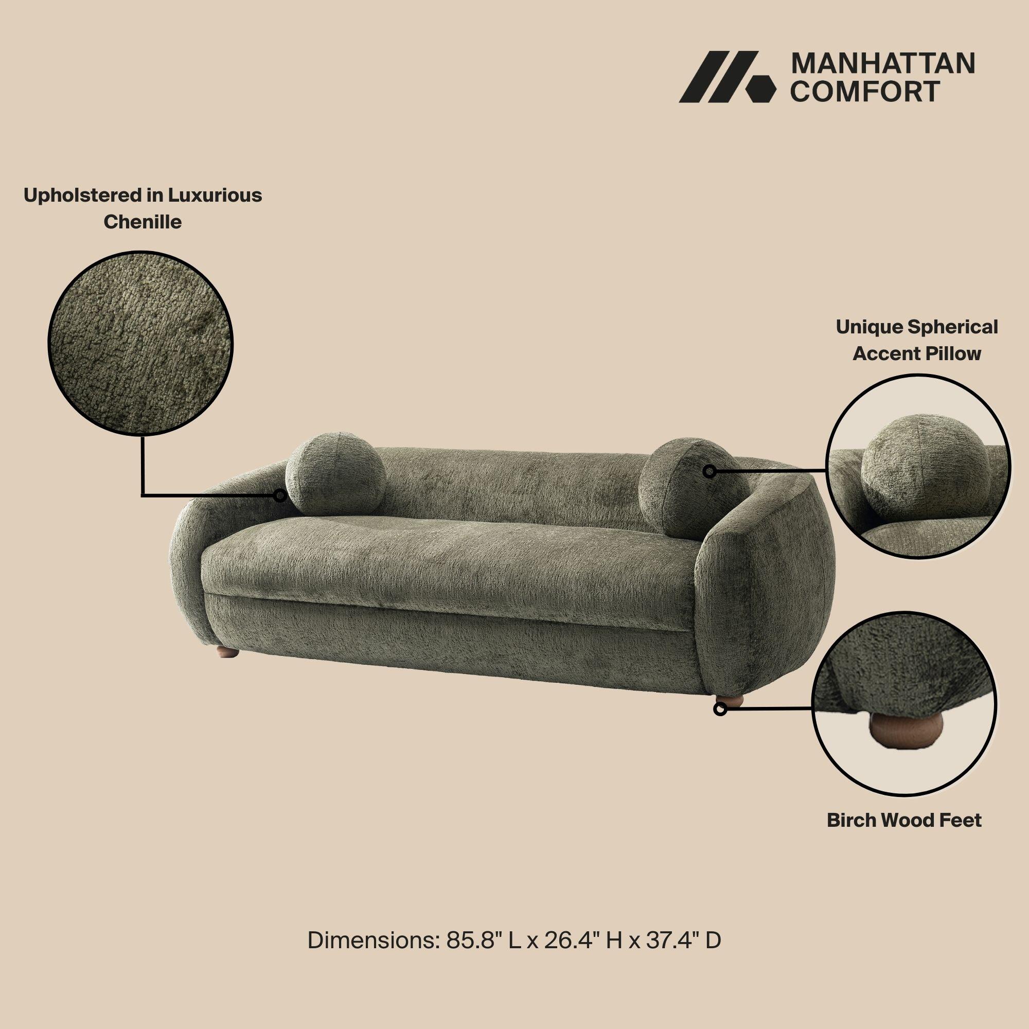 Manhattan Comfort Tribeca Sofa, Olive Green, large