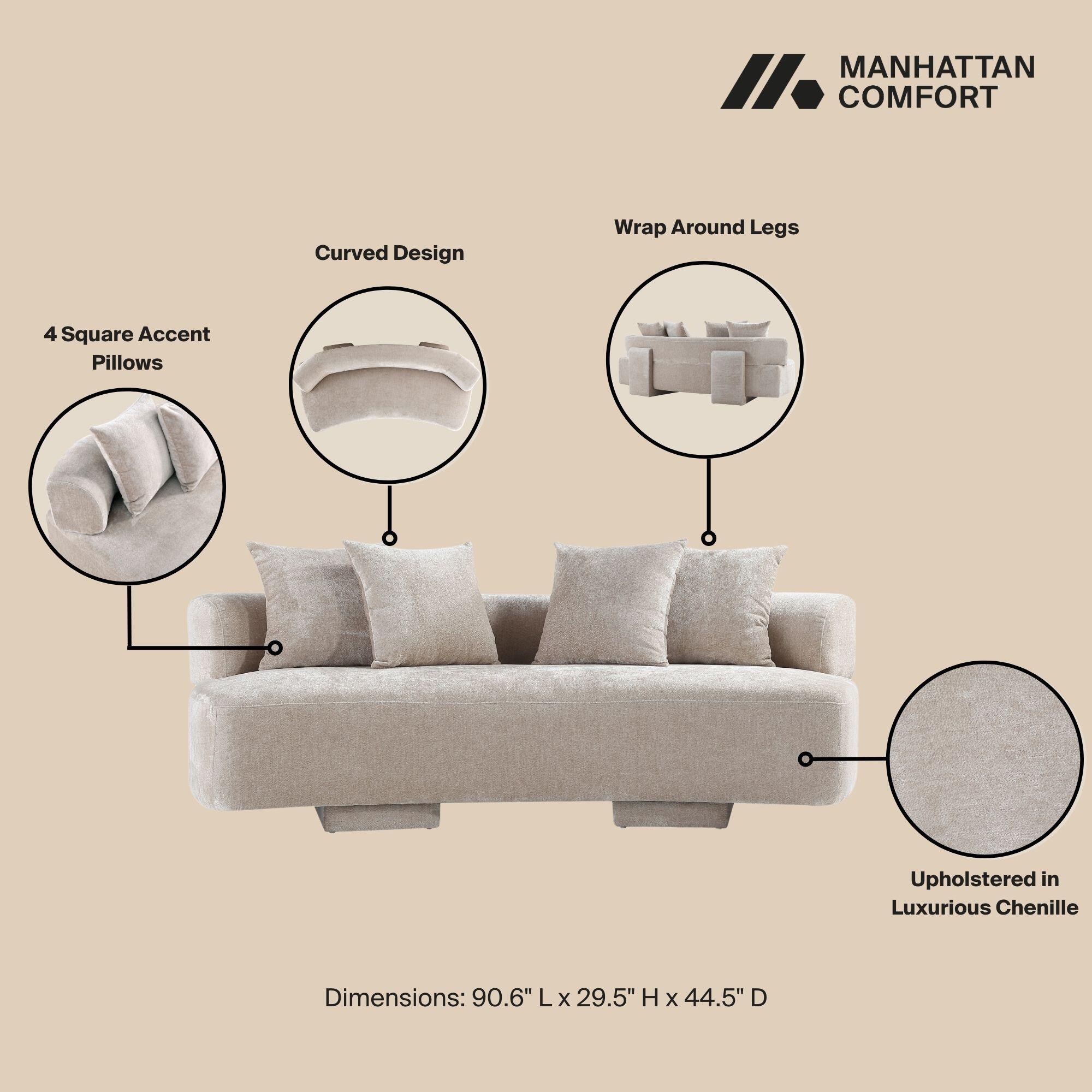 Manhattan Comfort Verandah Sofa, Beige, large