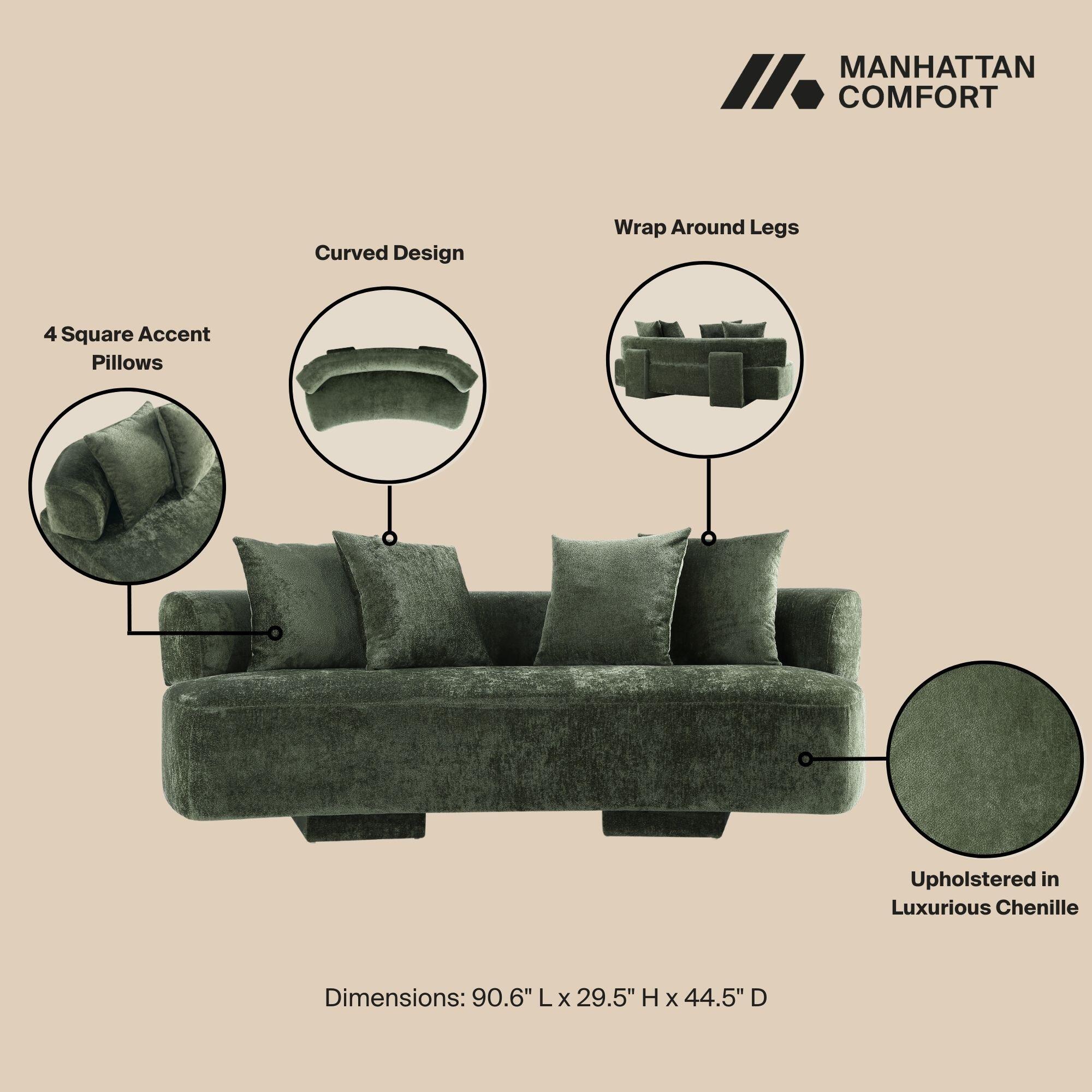 Manhattan Comfort Verandah Sofa, Olive Green, large