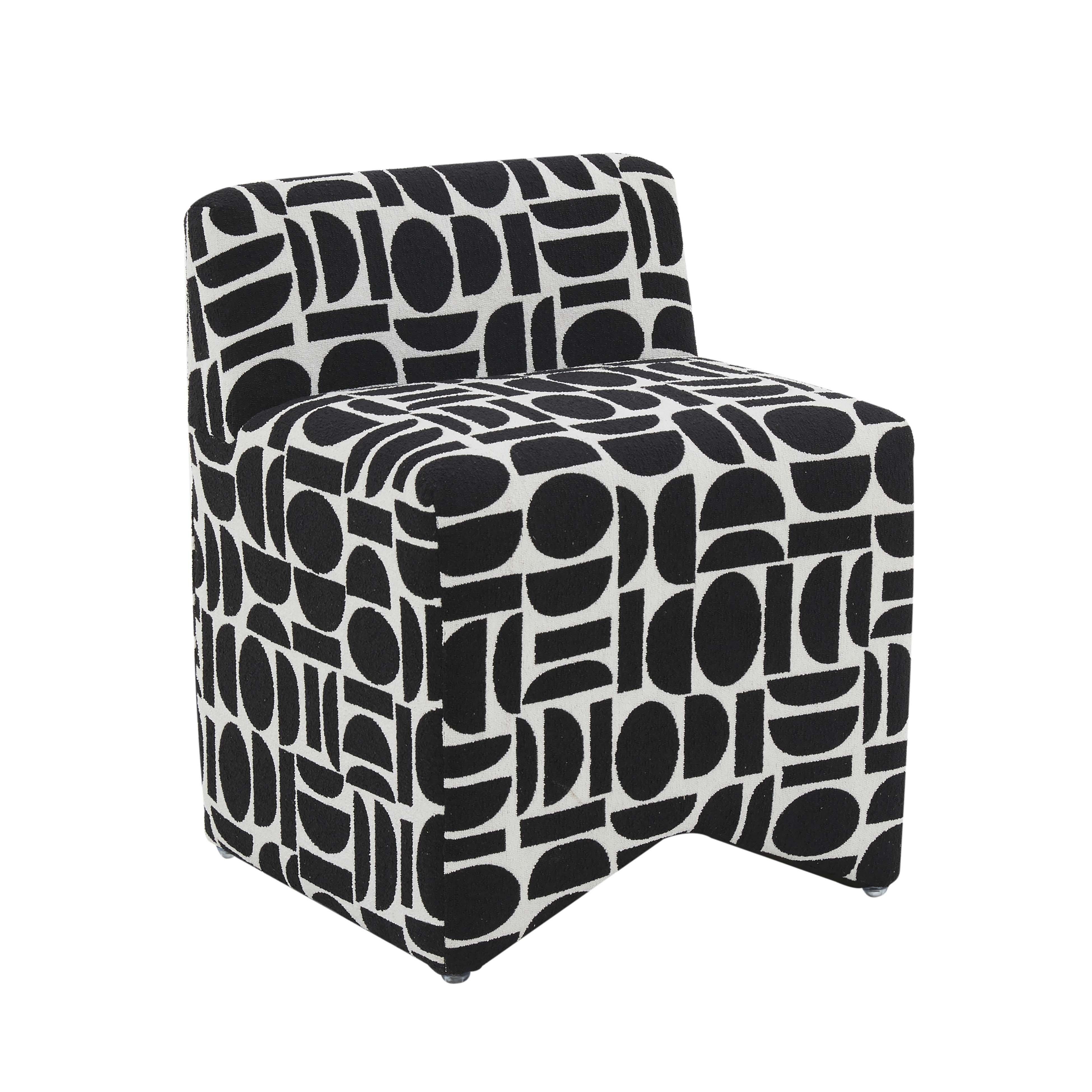 Pippa Jacquard Weave Stool, Black, large
