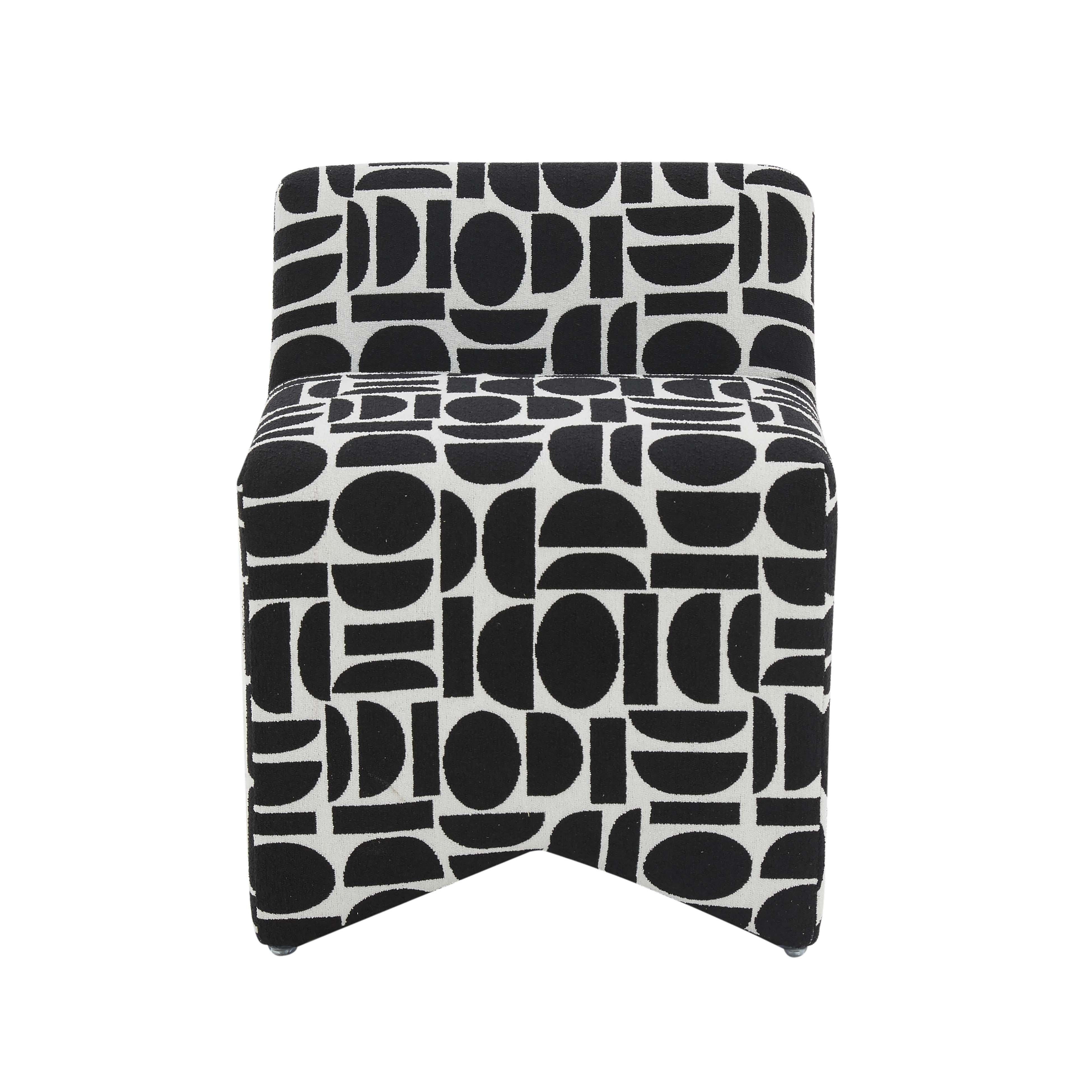 Pippa Jacquard Weave Stool, Black, large