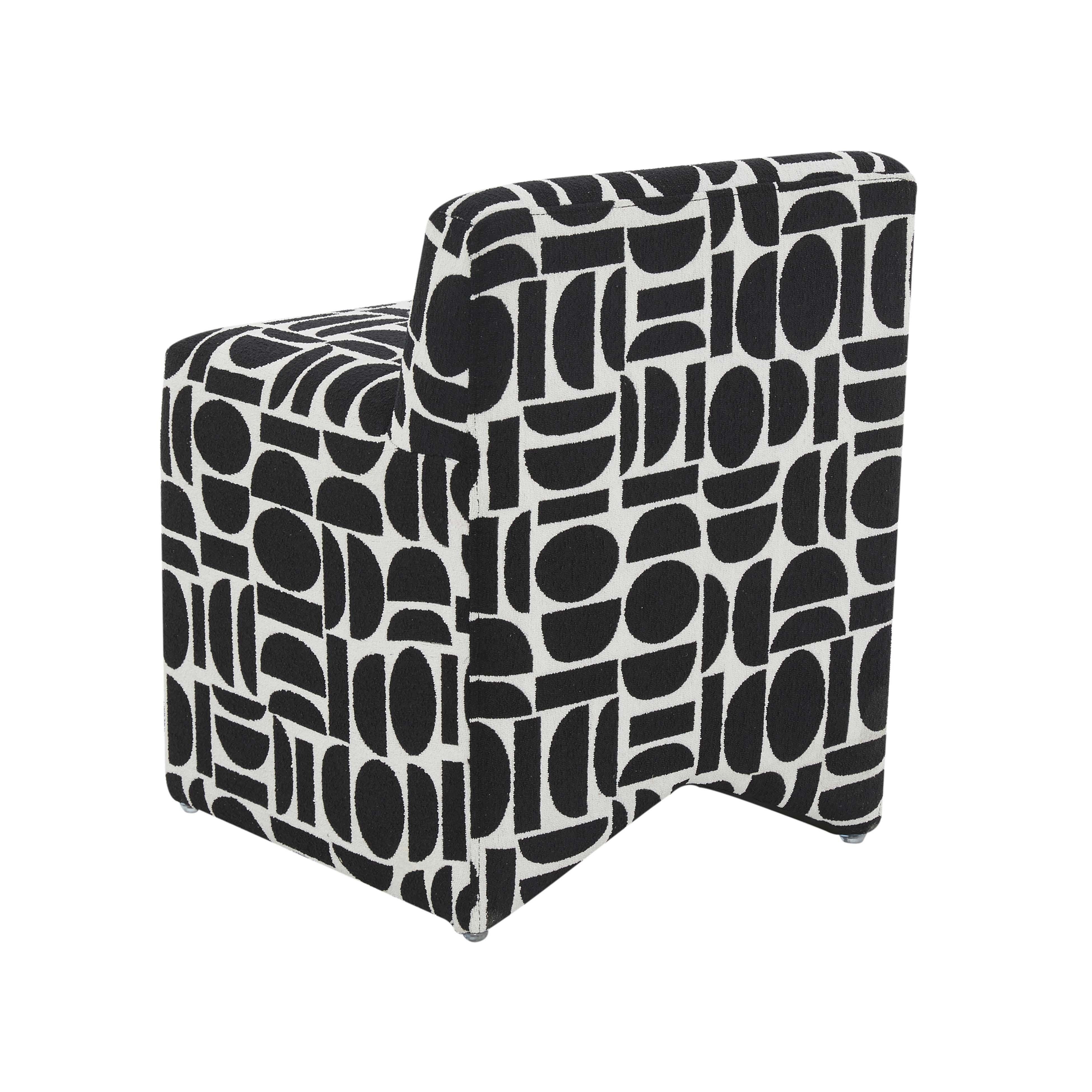 Pippa Jacquard Weave Stool, Black, large