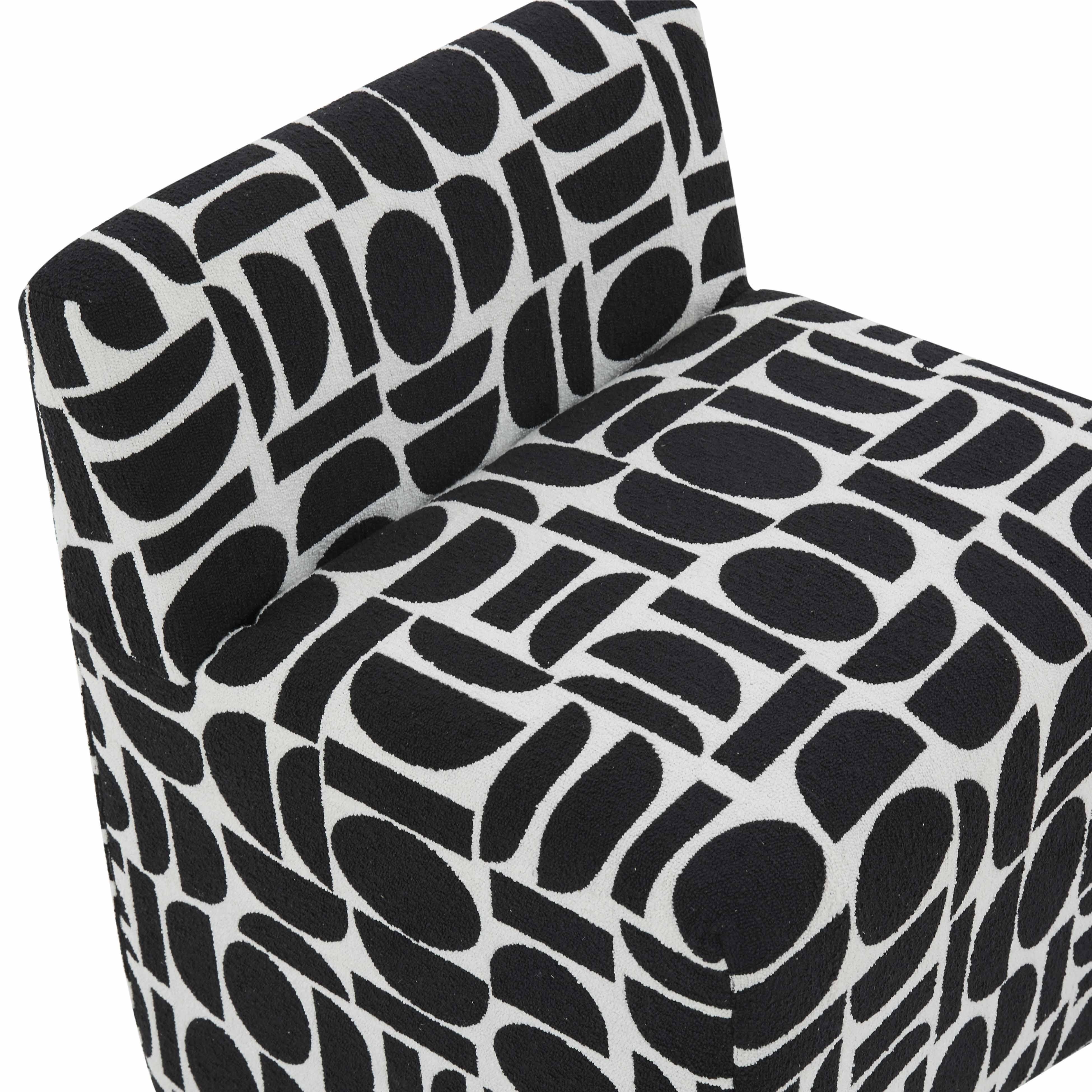 Pippa Jacquard Weave Stool, Black, large