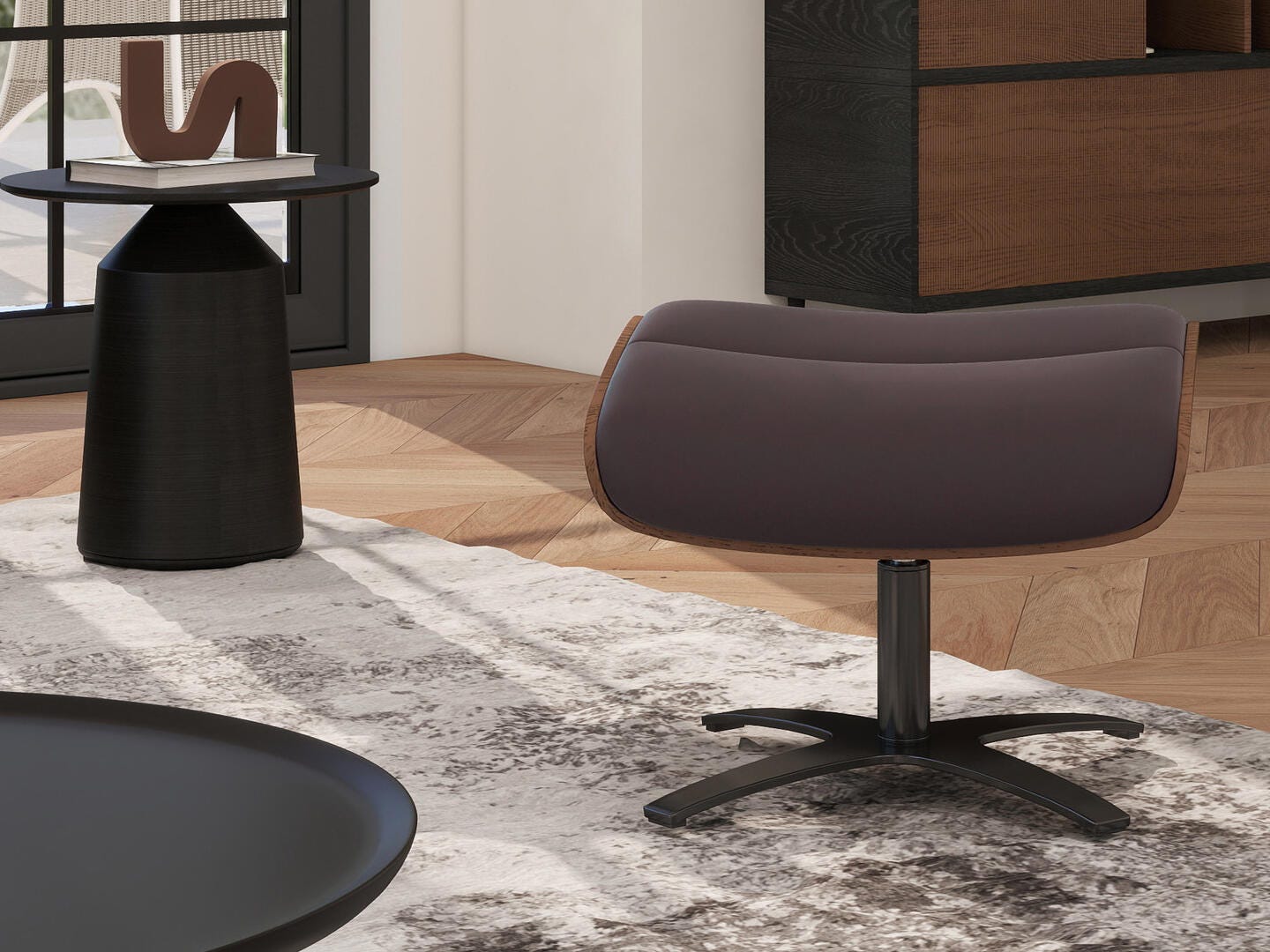 Jennifer Taylor Home Jovan Ottoman, Cacao Espresso Brown, large