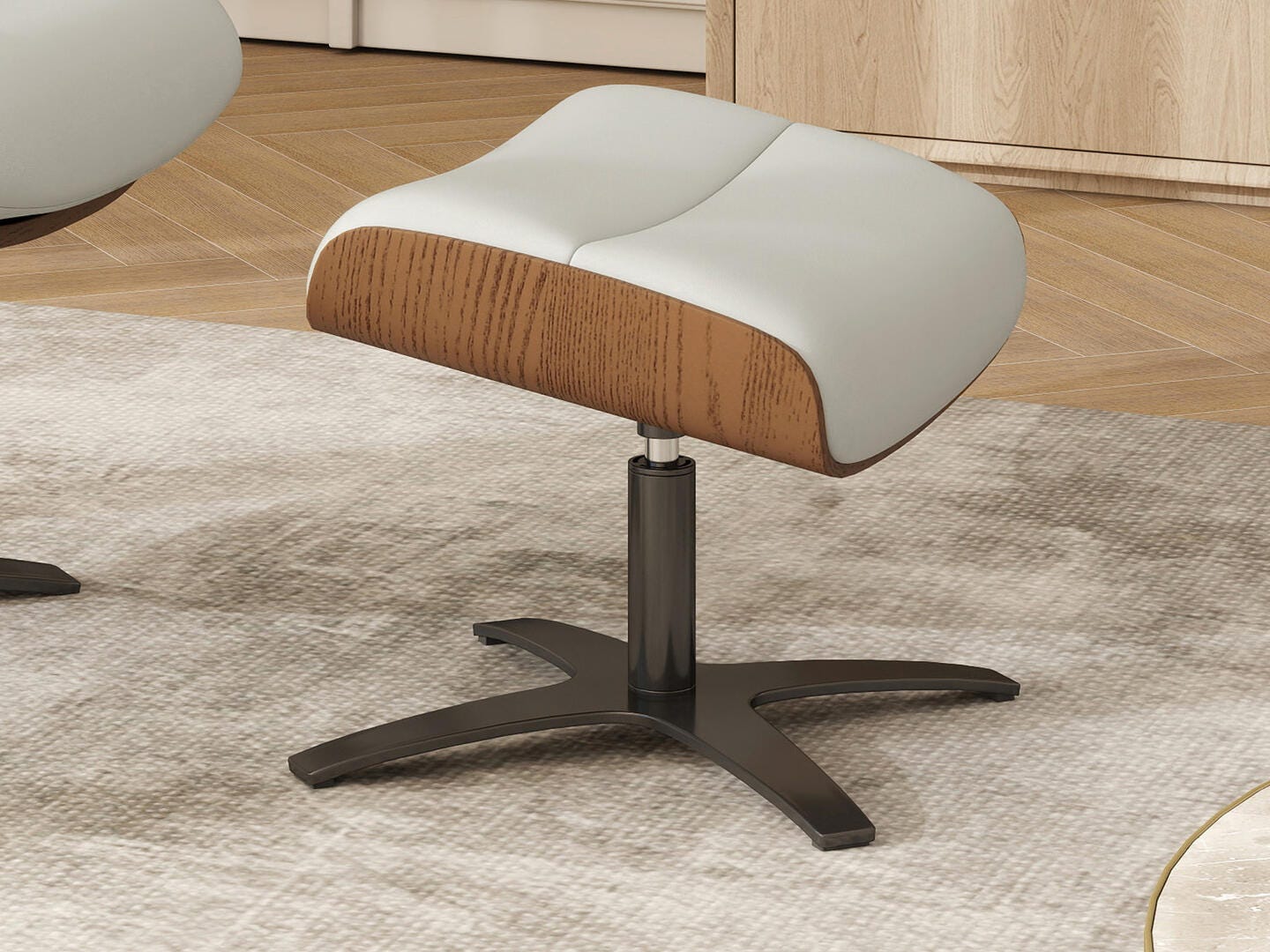 Jennifer Taylor Home Jovan Ottoman, Pastel Beige, rollover