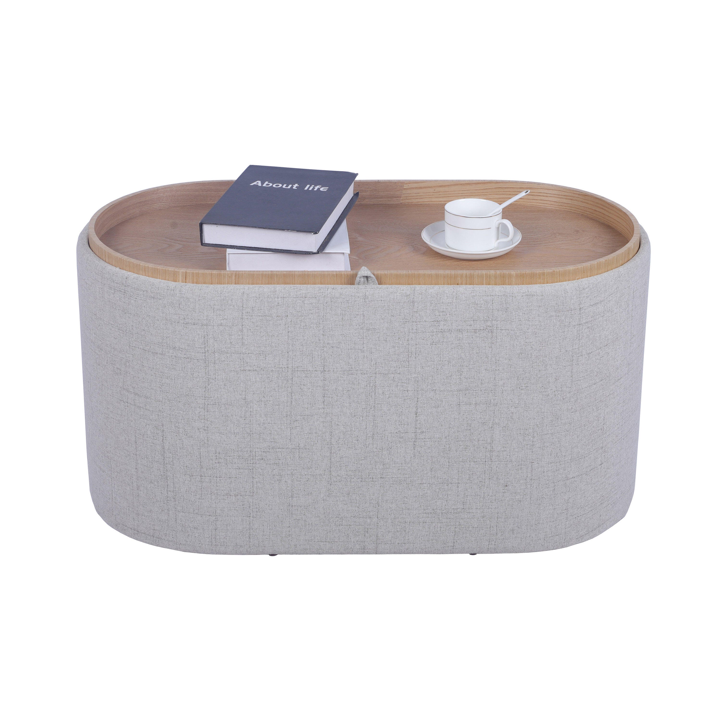 Techni Home Storage Ottoman, Natural, large