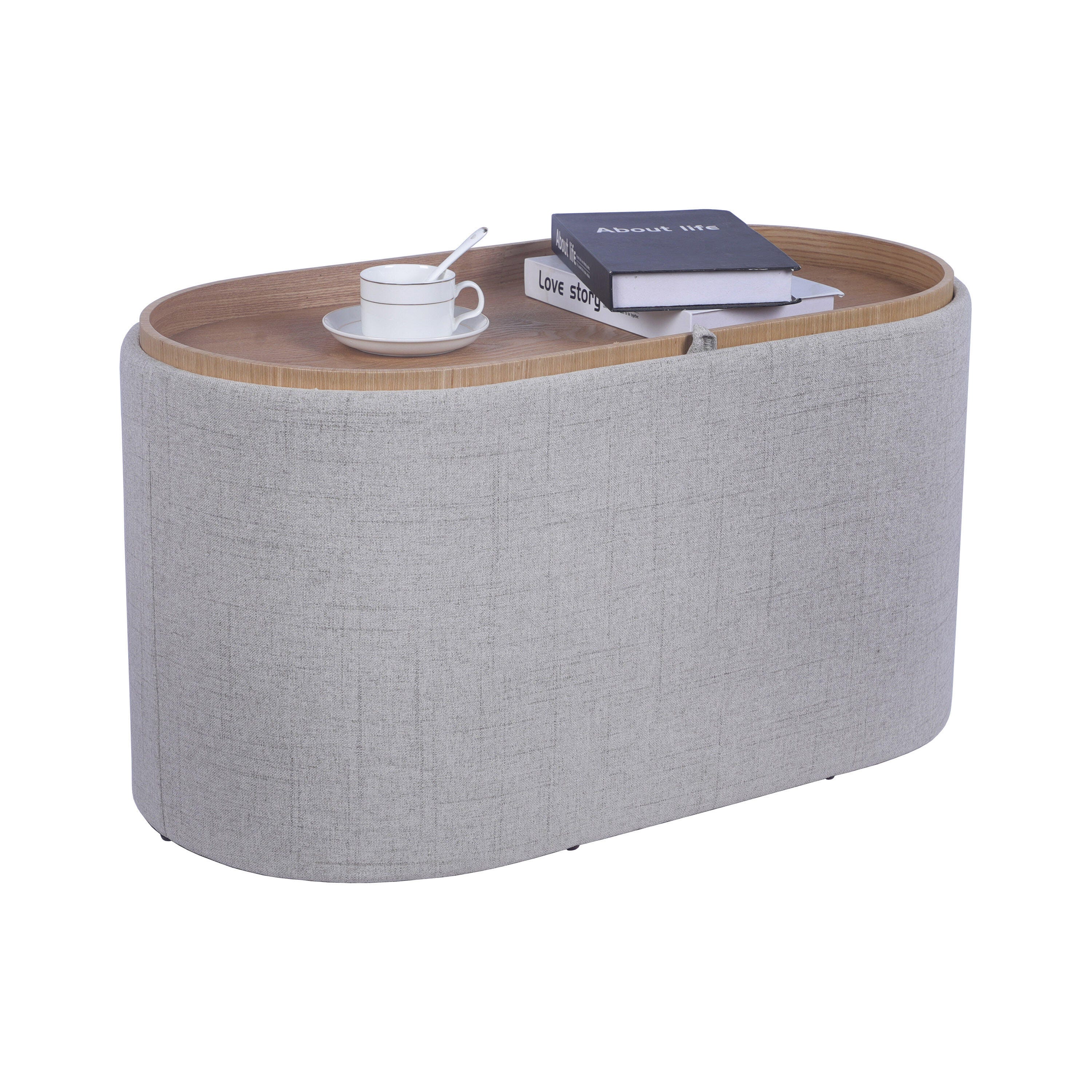 Techni Home Storage Ottoman, Natural, large
