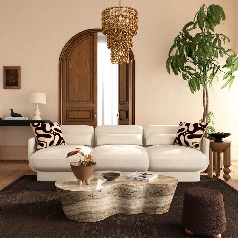 TOV Furniture Azalea Sofa, Cream, rollover