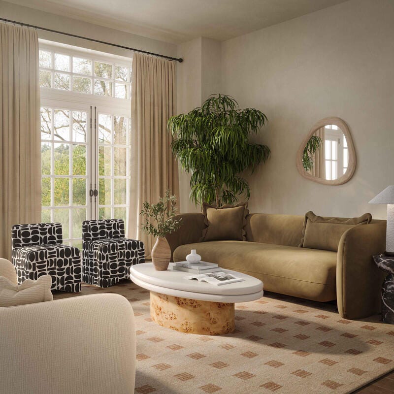 TOV Furniture Lou Sofa, Tan, rollover