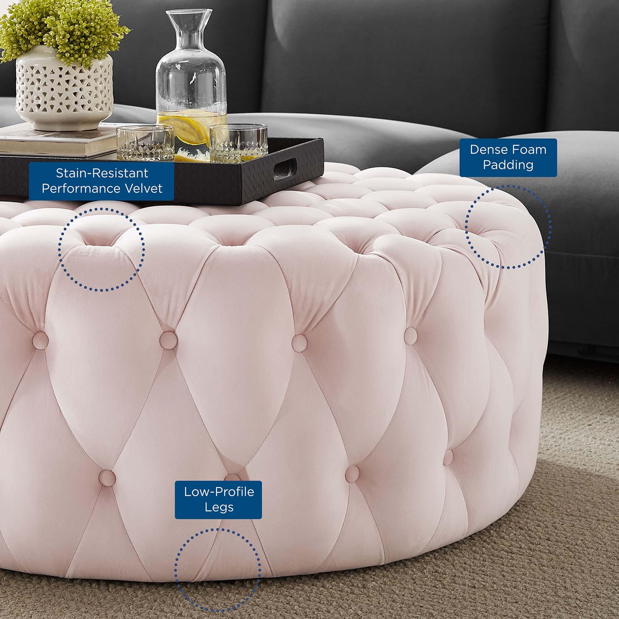 Modway Amour Ottoman, Pink, large